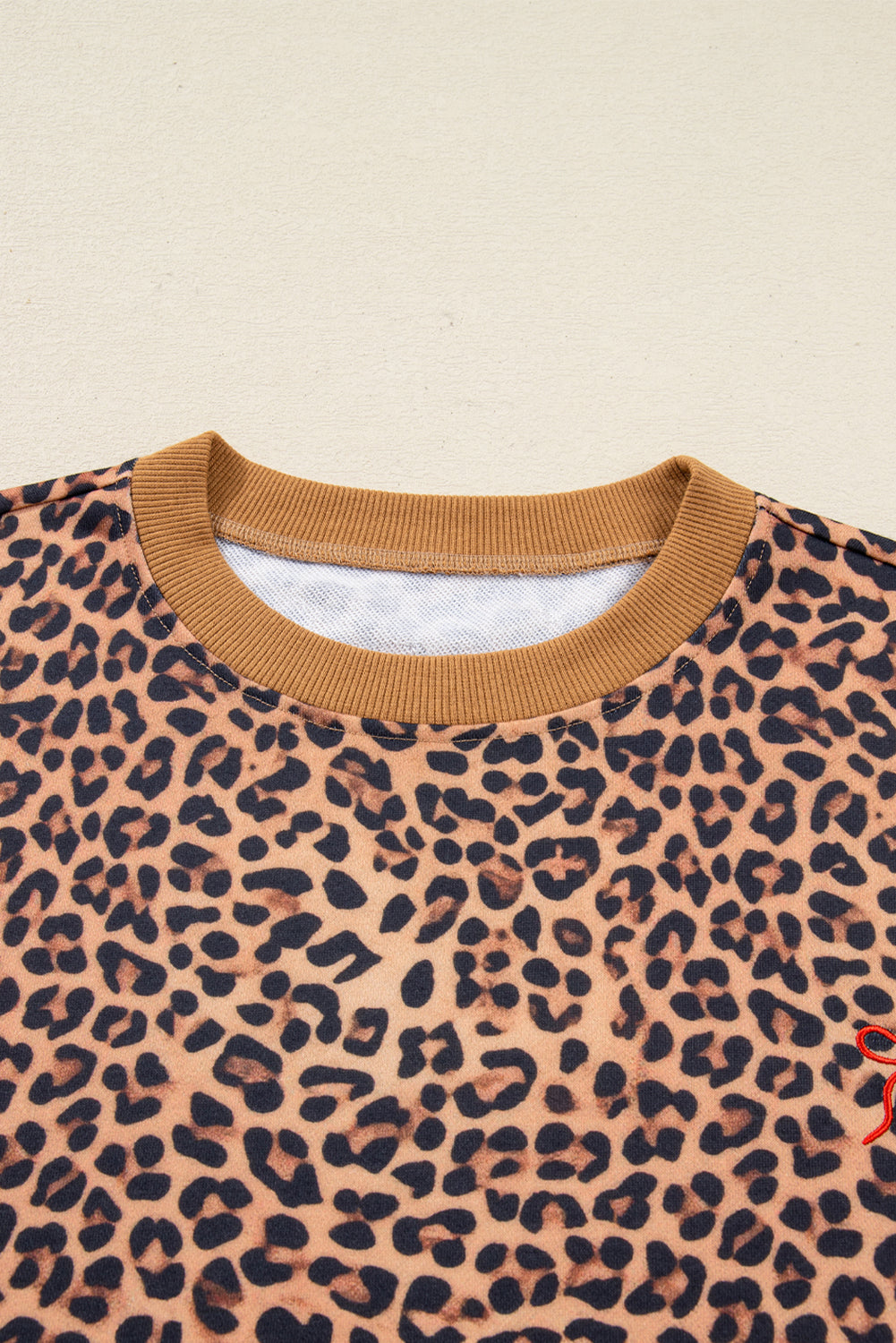 Khaki Leopard Pullover & Pants Set with Bow Embroidery | UK 8–22