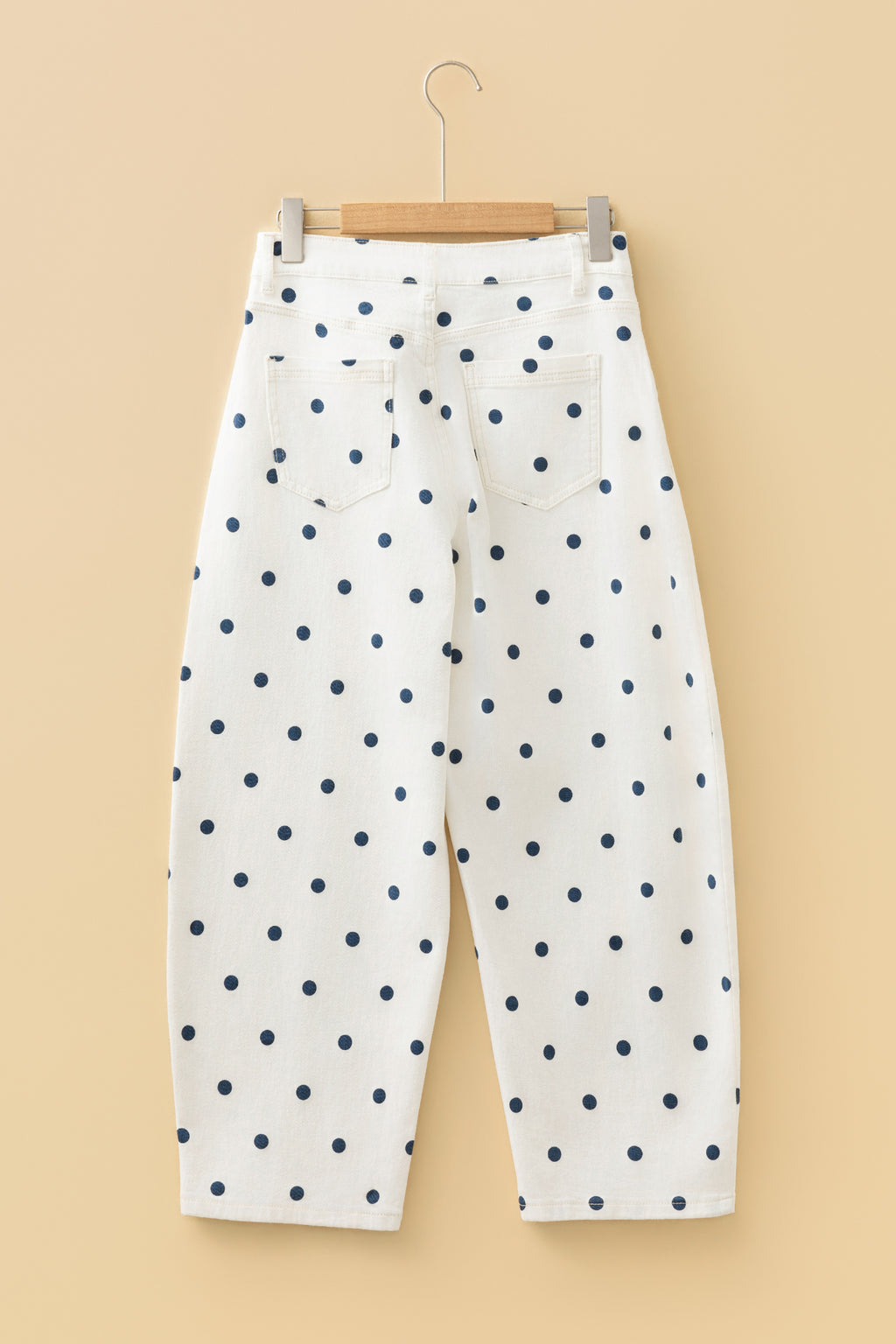 Polka Dot Ankle Length Regular Fit Casual Jeans | Blue & Pink