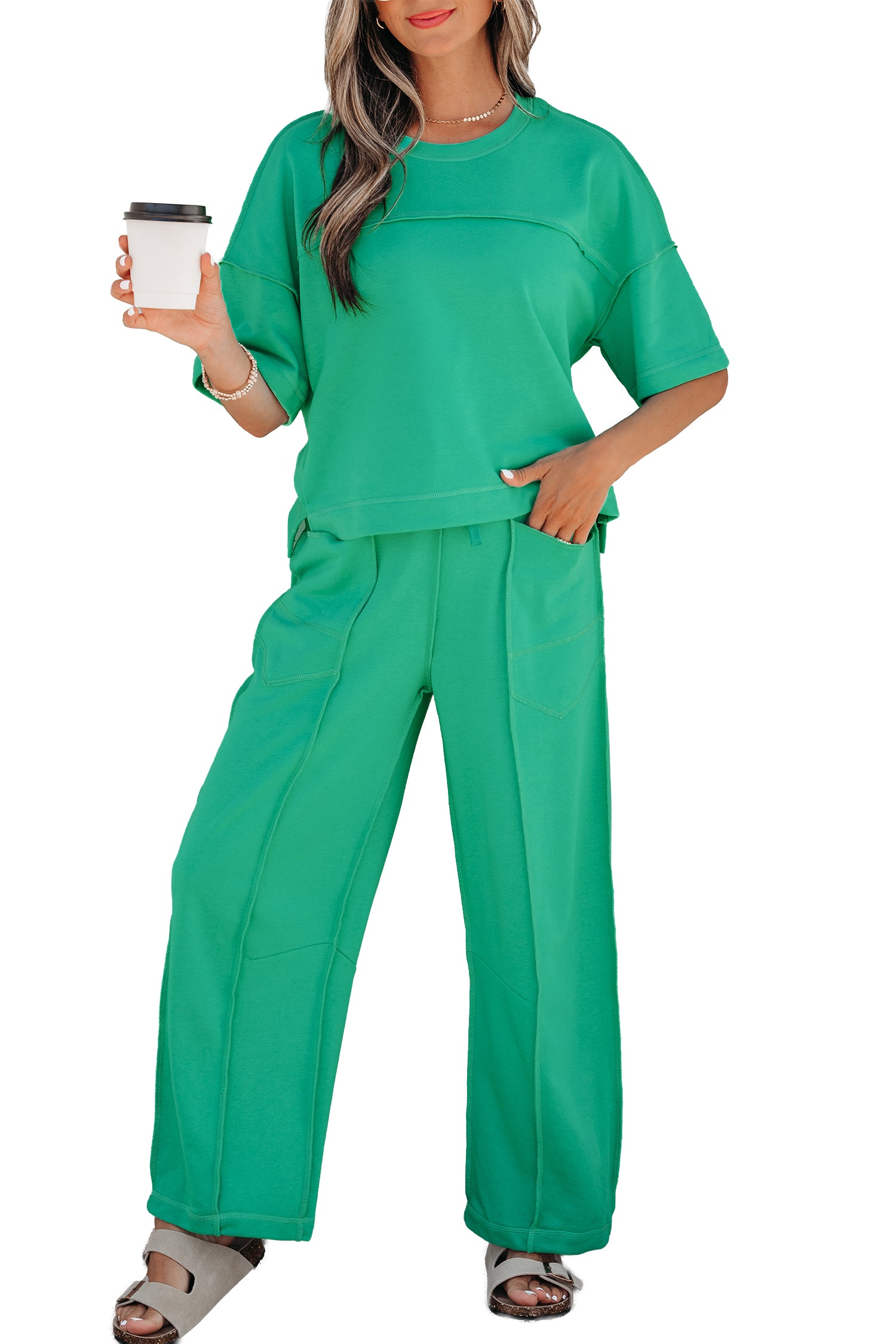 Drop Shoulder Boxy Tee & Barrel Pants Co-ord Set | Multiple Colours | UK 8–26