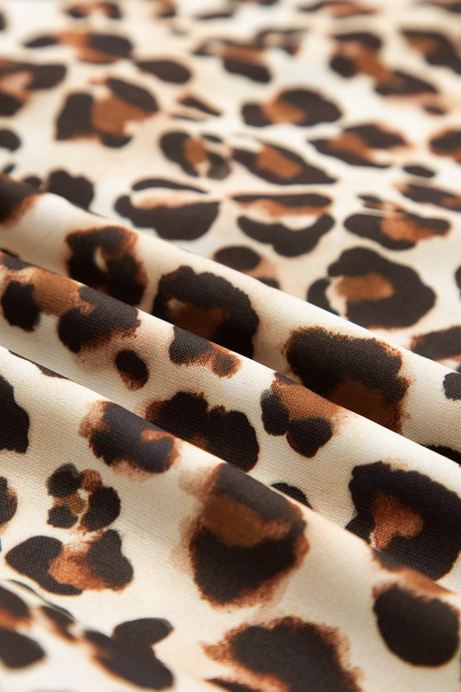 Women's Brown Leopard Stripe Patchwork 3/4 Sleeve Loose Mini Dress at LivelyLooks