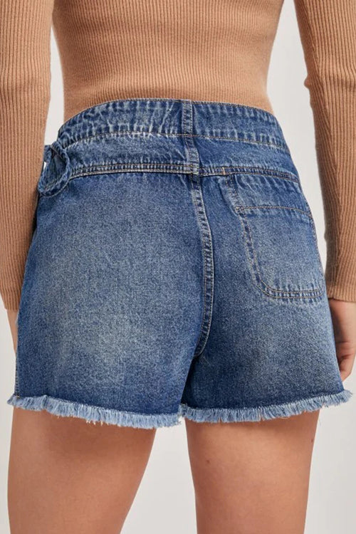 Shop Ashleigh Blue Wrapped Tied Waist Denim Skort at LivelyLooks