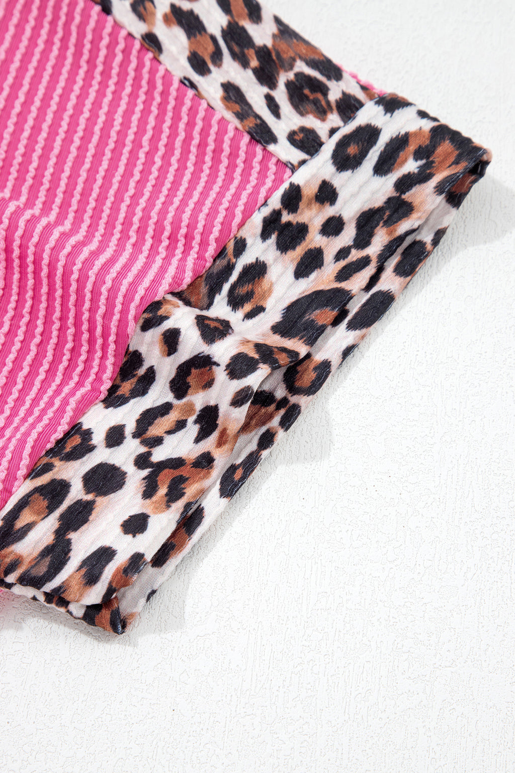 Ribbed Twist Short Set with Leopard Trim | Sky Blue, Light Grey & Sachet Pink