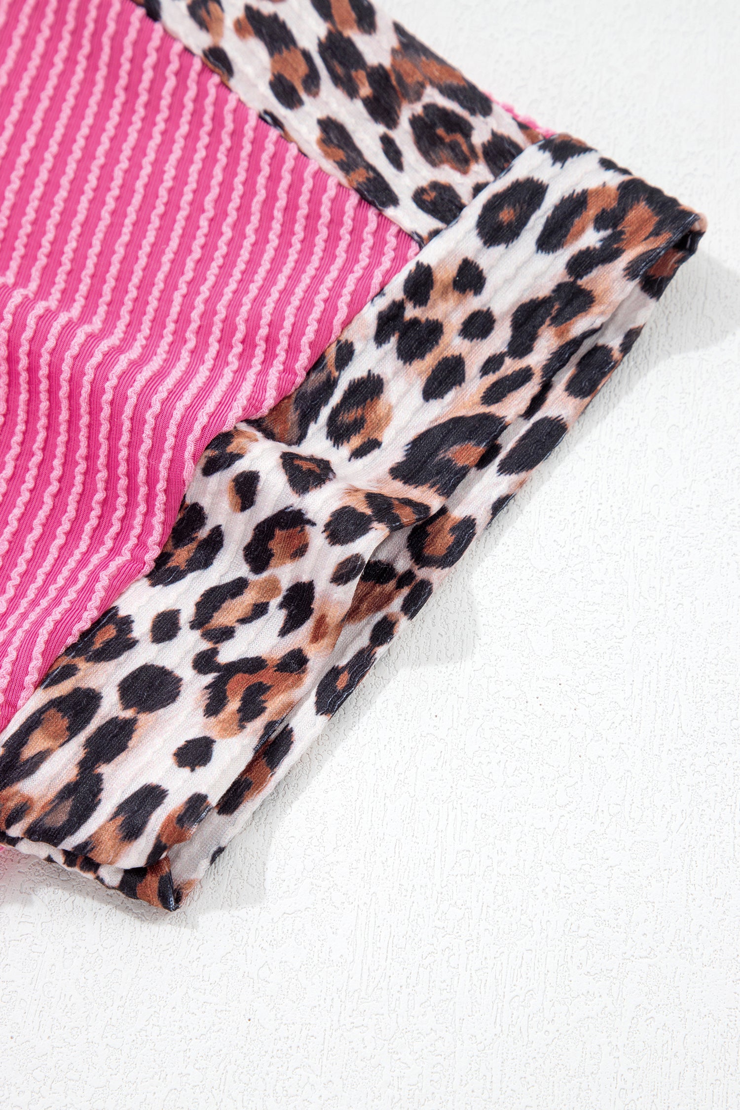 Ribbed Twist Short Set with Leopard Trim | Sky Blue, Light Grey & Sachet Pink