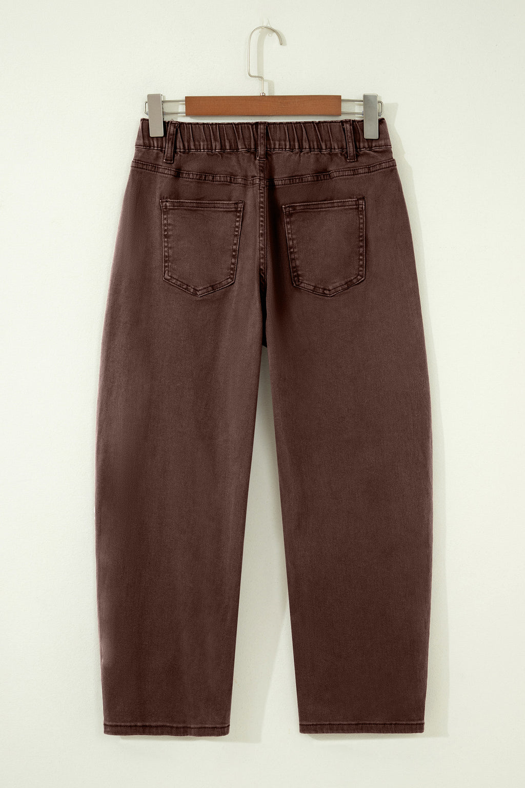 Brown Barrel Leg Jeans Square Patch Pocket Ankle Length UK 4-16