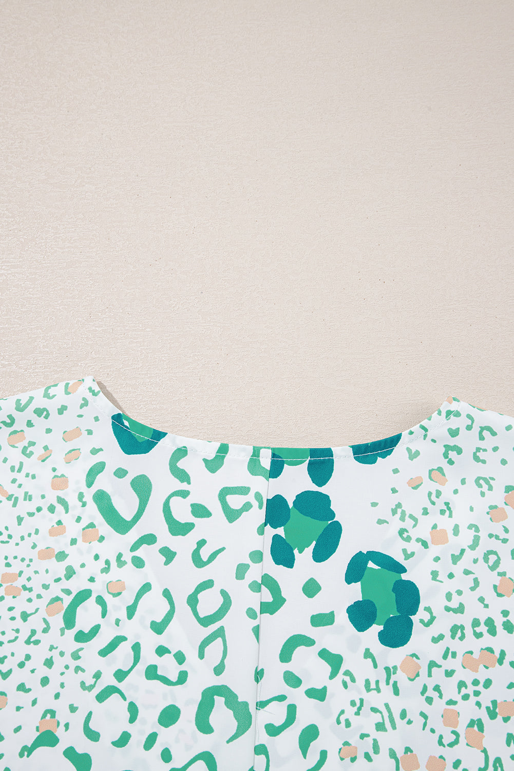 Leopard Print V Neck Blouse Short Sleeve Sky Blue Pink Green Women S-XL