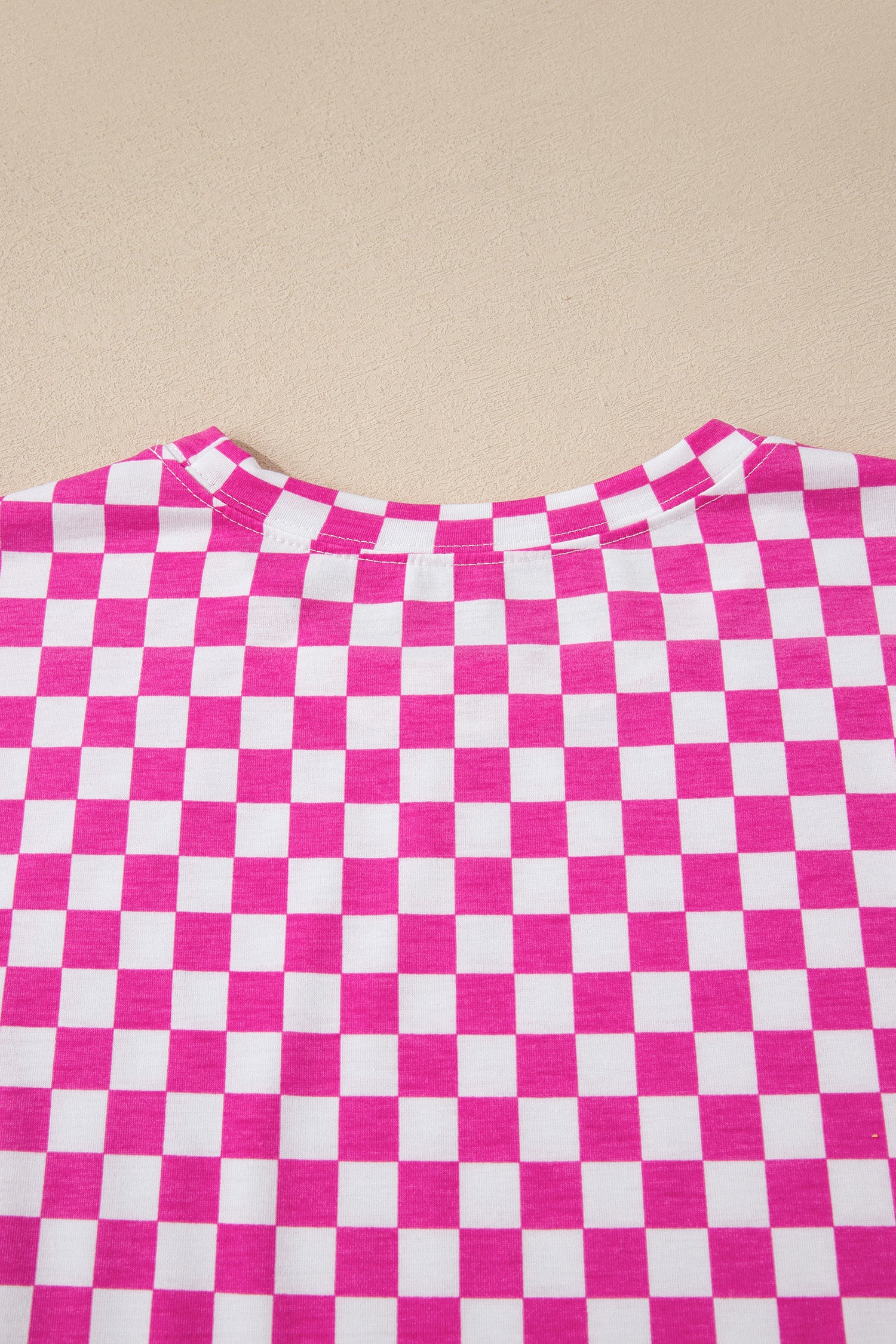 Rose Checkered Lounge Set Half Sleeve Tee & Pant 2pcs Women S-XL