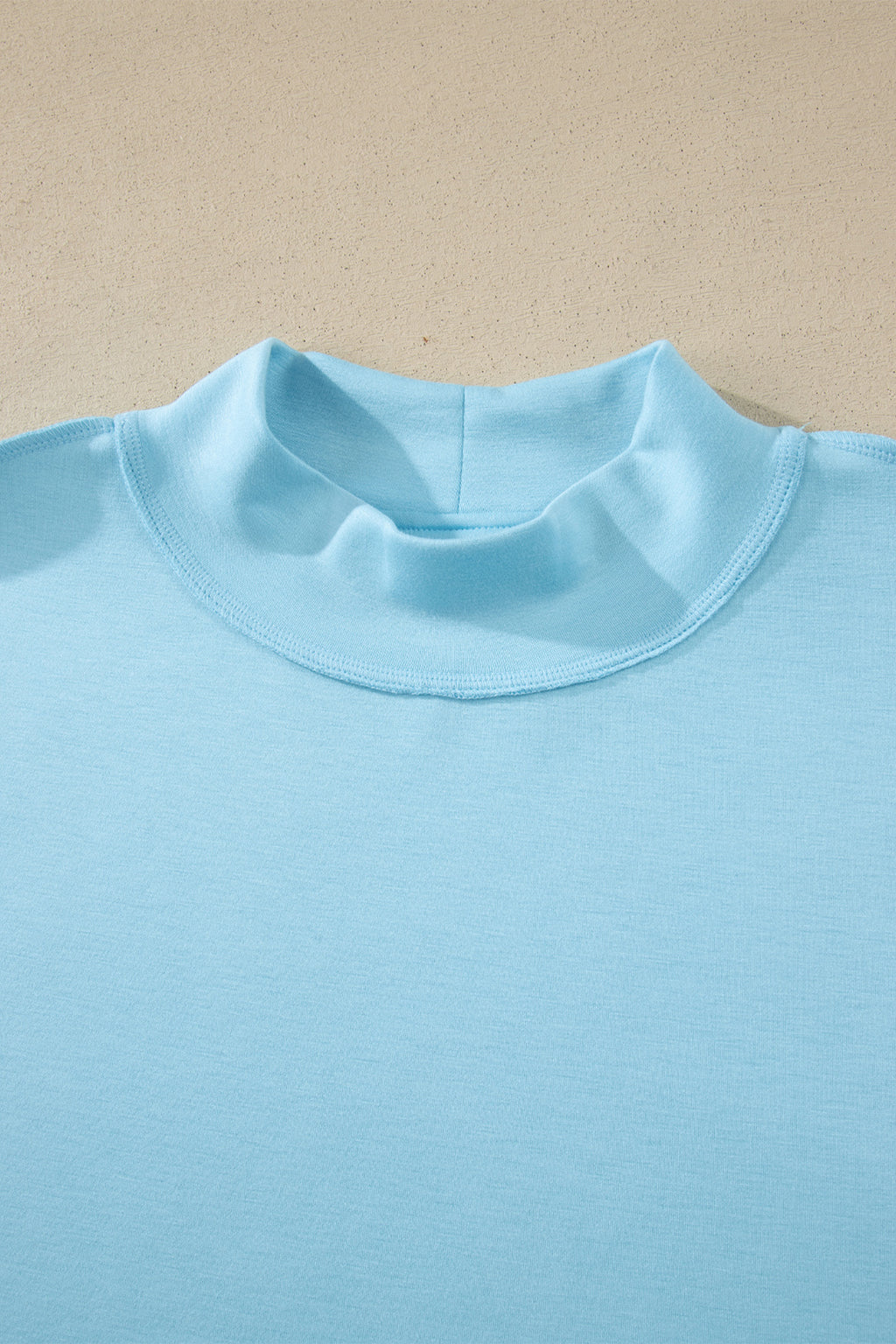 Exposed Seam Mock Neck Oversized Tee & Shorts Set – Mist Blue
