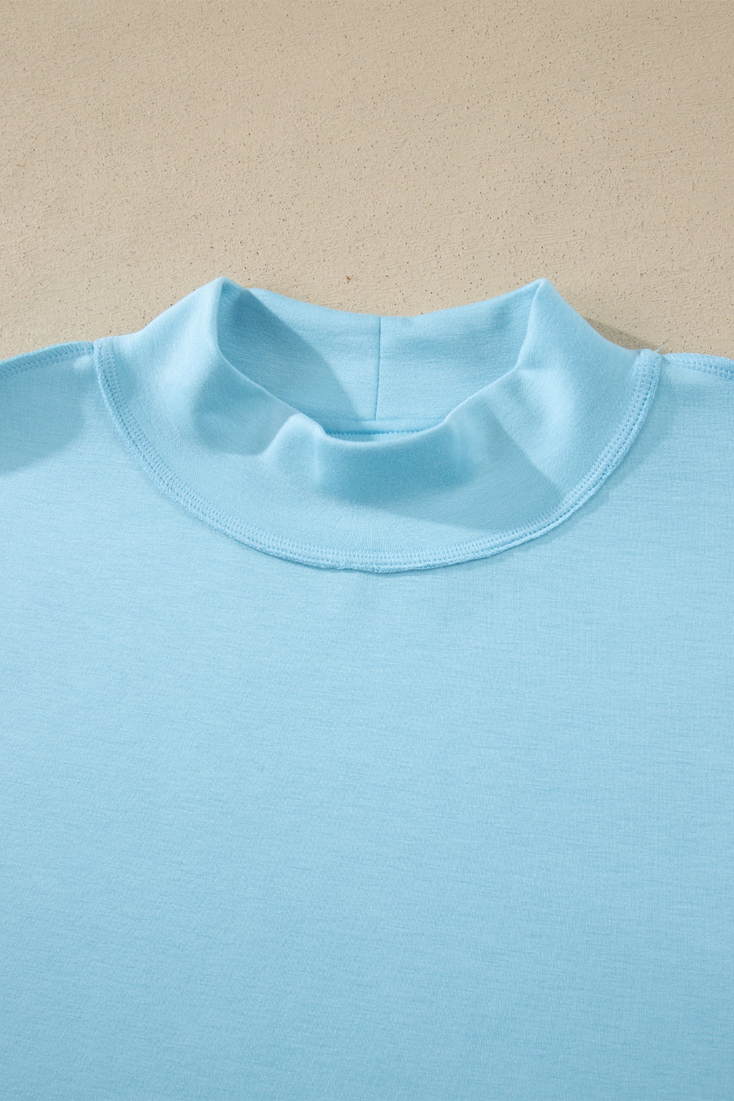Exposed Seam Mock Neck Oversized Tee & Shorts Set – Mist Blue