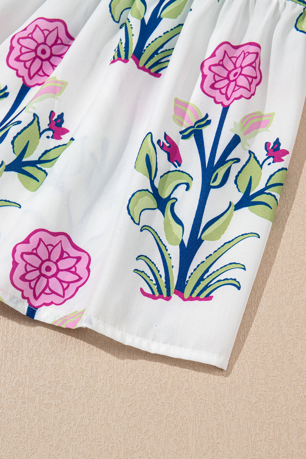 Women's Sky Blue Floral Puff Short Sleeve V Neck High Waist Maxi Dress at LivelyLooks