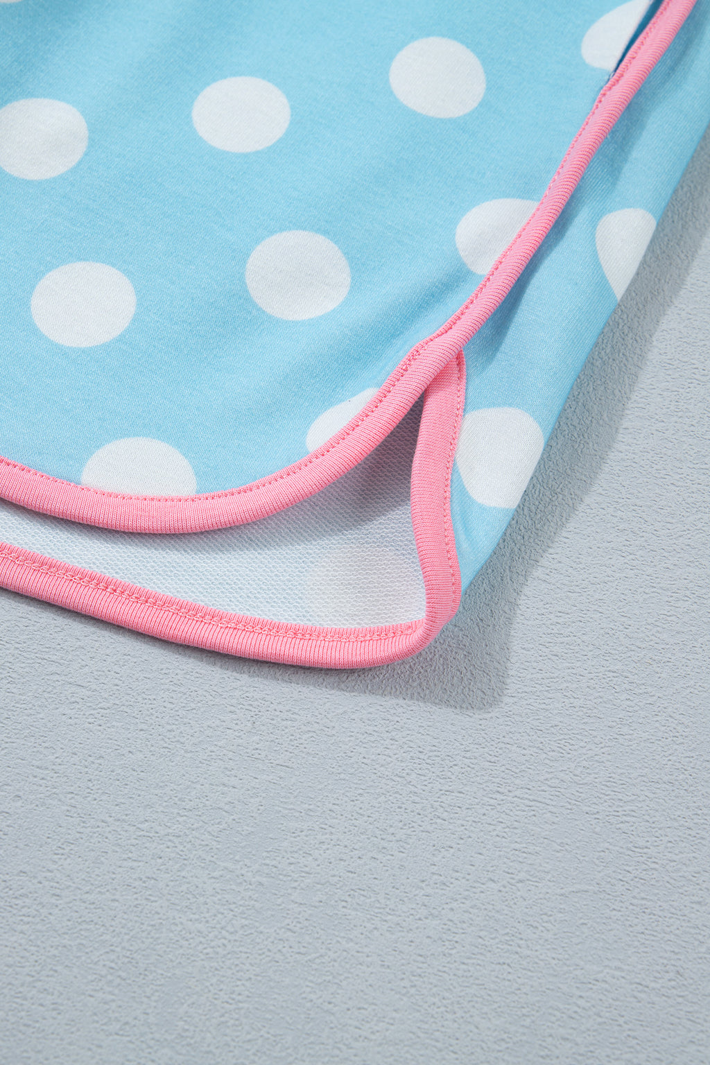 Polka Dot Contrast Edge Casual Short Set Pink Sky Blue Women S-XL