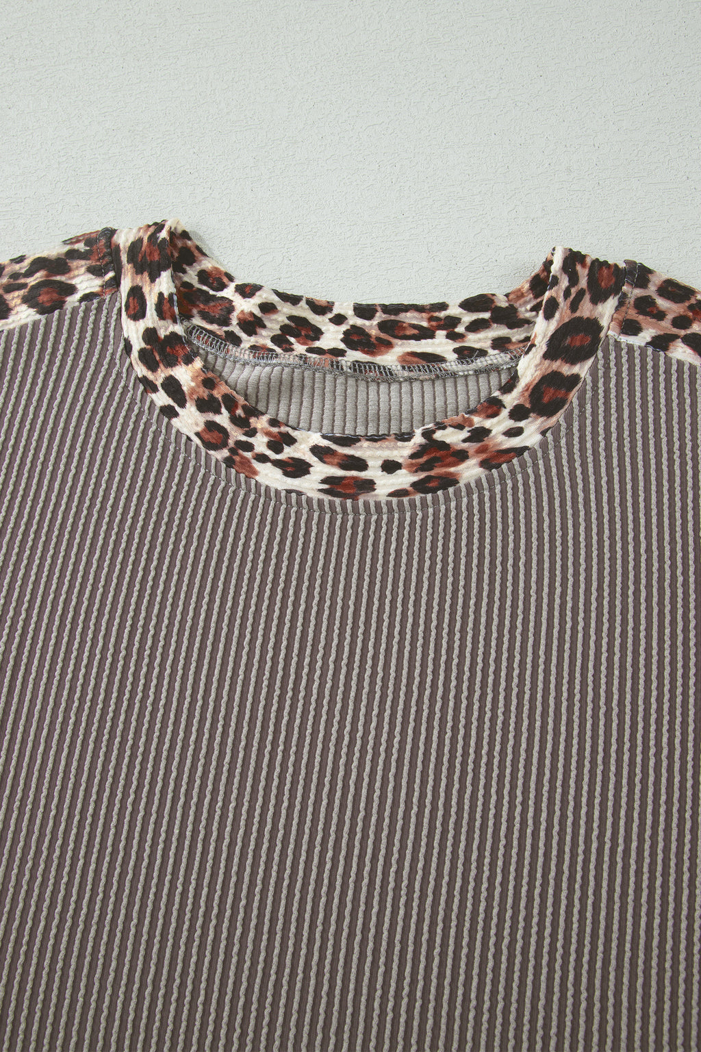 Ribbed Twist Short Set with Leopard Trim | Sky Blue, Light Grey & Sachet Pink