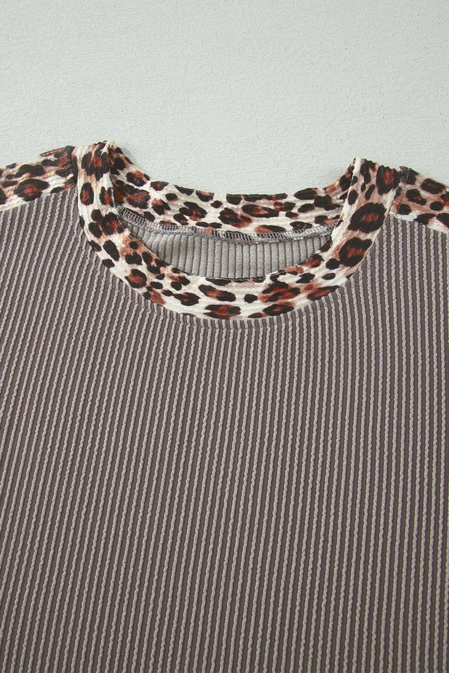Ribbed Twist Short Set with Leopard Trim | Sky Blue, Light Grey & Sachet Pink