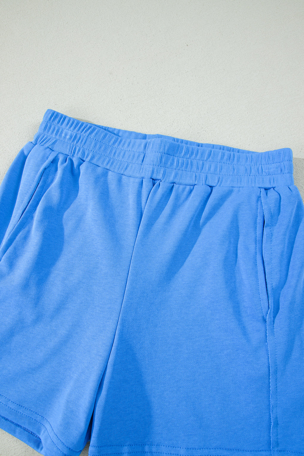 Ribbed Slim Tank Top & High Waist Shorts Set – Sky Blue, Pink & Green