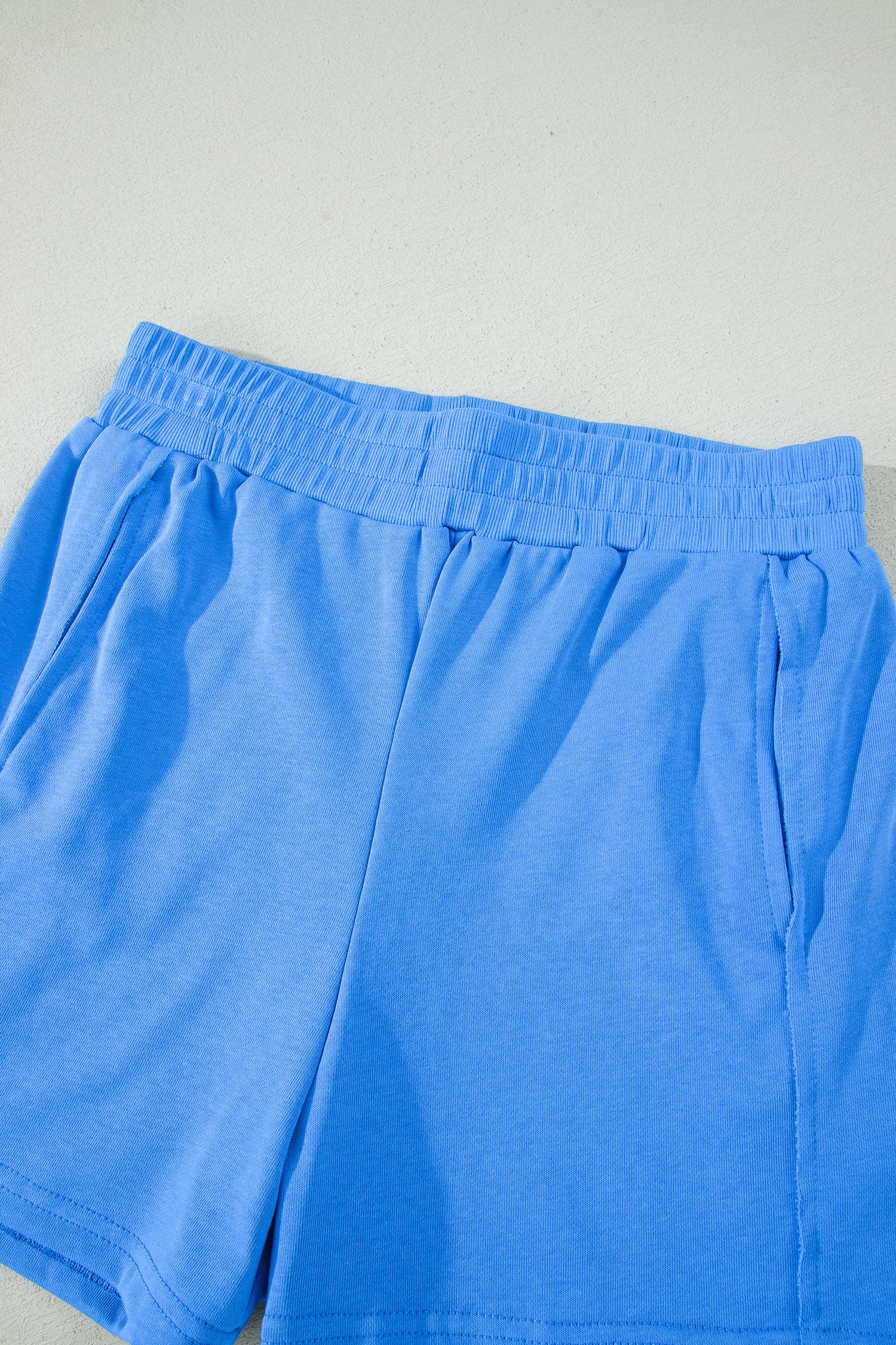 Ribbed Slim Tank Top & High Waist Shorts Set – Sky Blue, Pink & Green