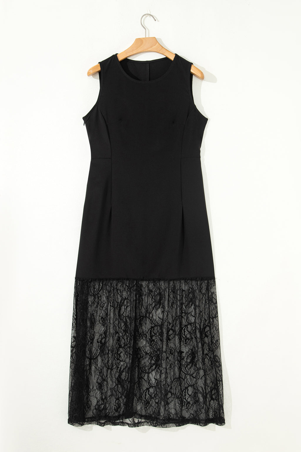 Black Sleeveless Sheer Floral Lace Patchwork Maxi Dress Women S-XL