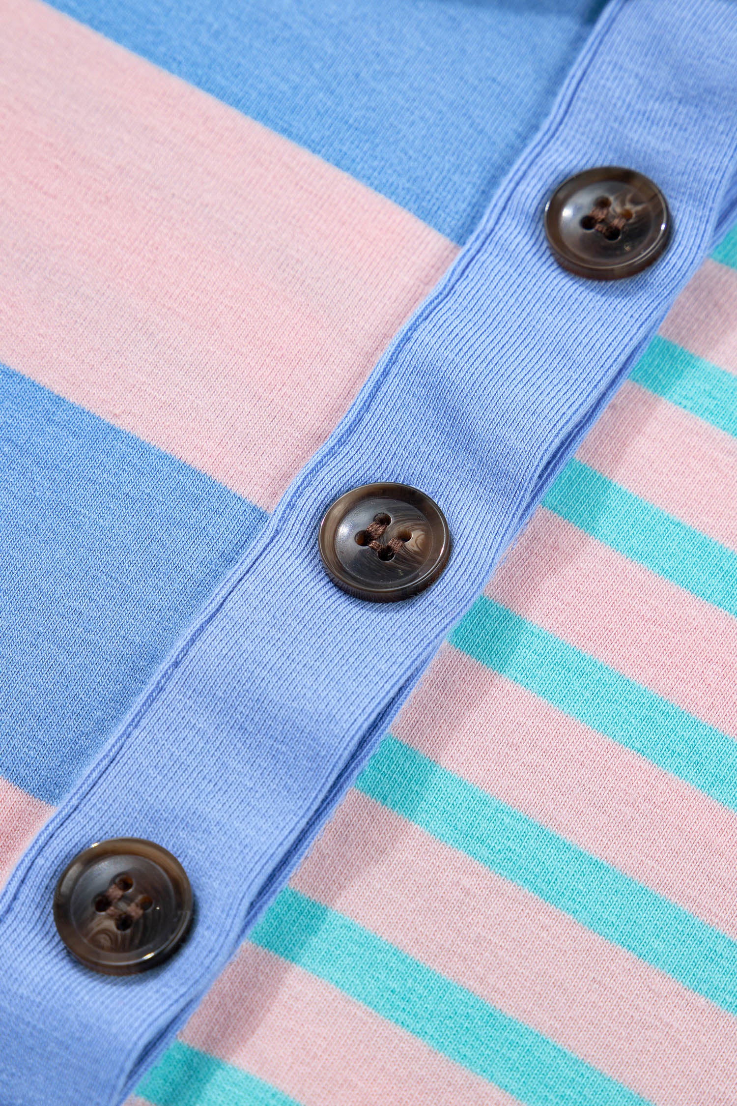 Striped Patchwork Exposed Seam Loose Short Set – Pink