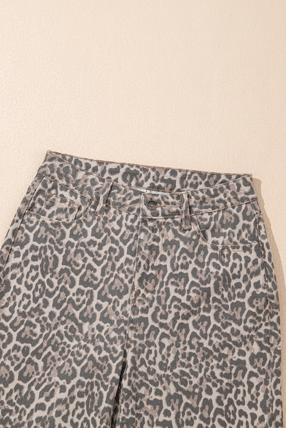 Leopard Print Wide Leg High Waist Jeans | Brown, Grey, Blue & Pink