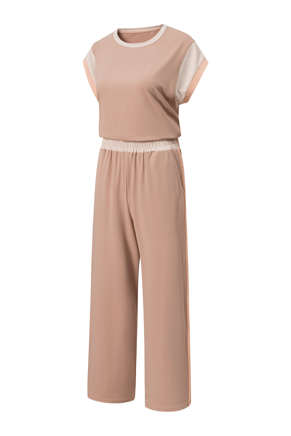 Colour Block Cap Sleeve Tee & Crop Wide Leg Trousers Set | 8 Colours
