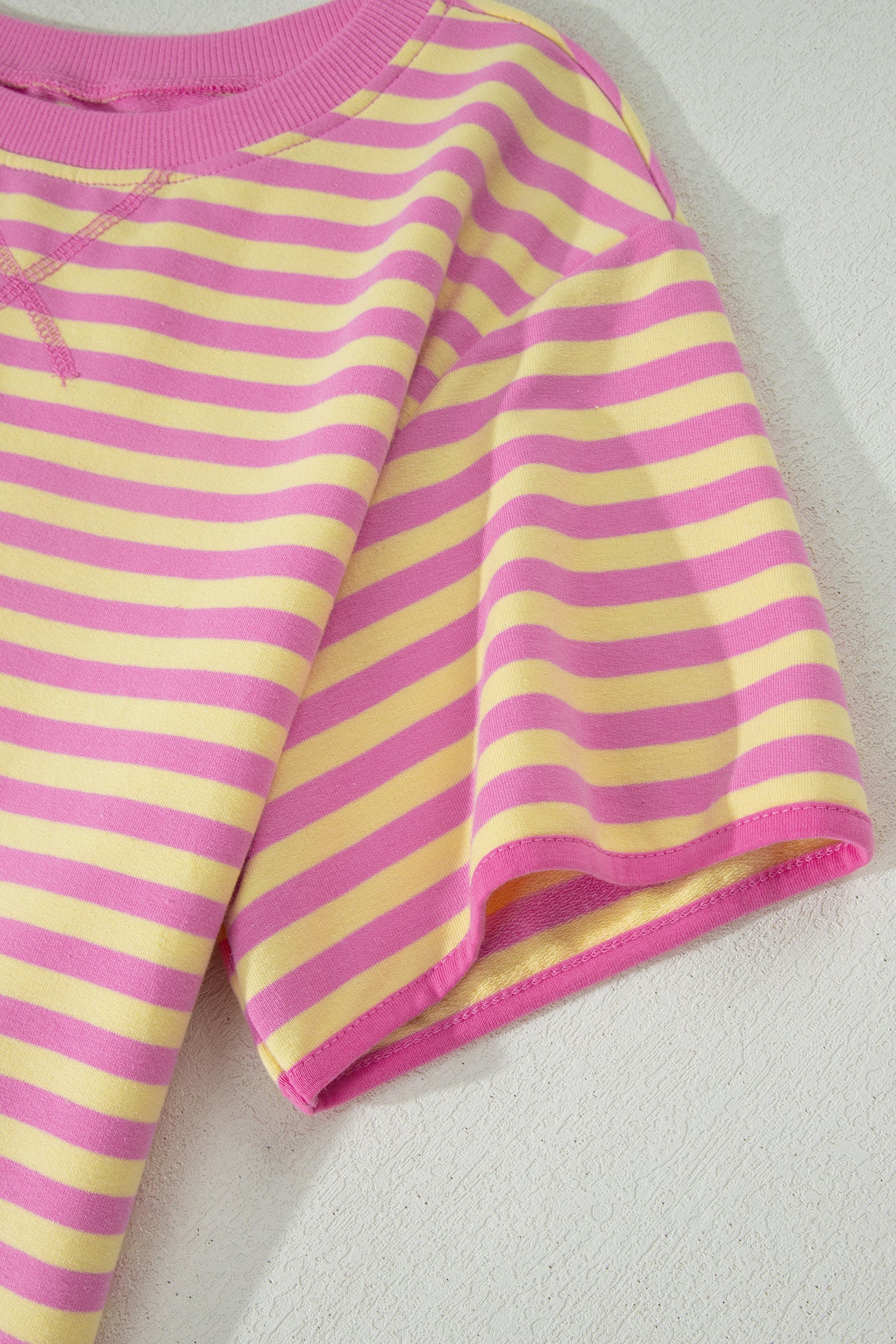 Striped Short Sleeve Top & Mini Skirt Set – Pink & Blue