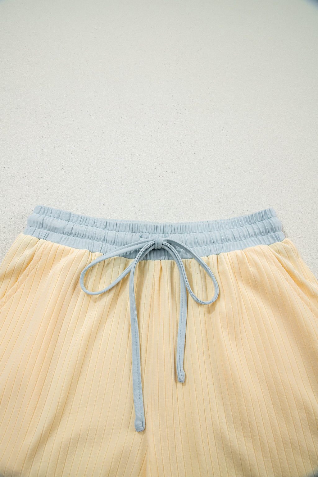 Mist Blue Ribbed Colour Block Tee & Shorts Co-ord Set