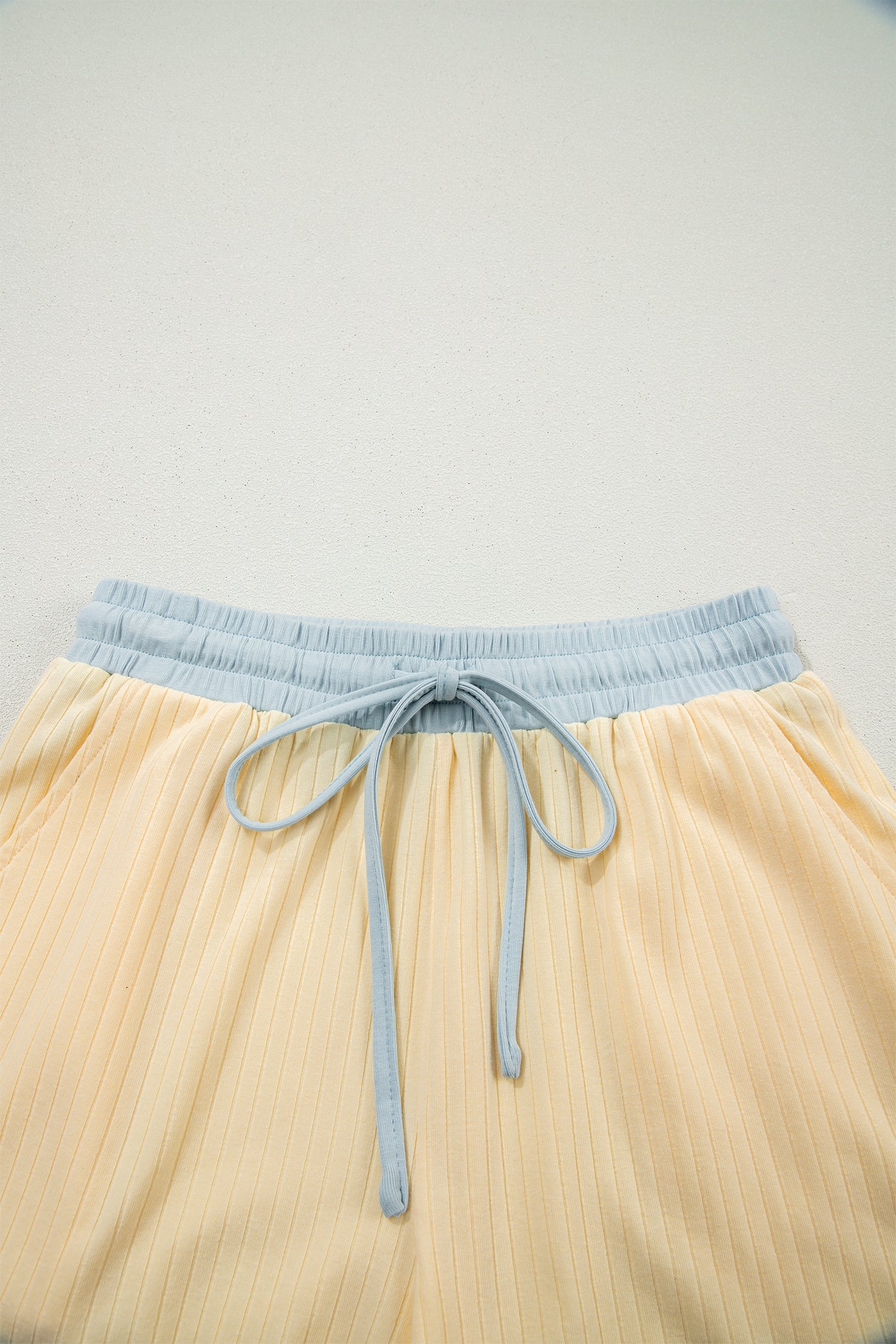 Mist Blue Ribbed Colour Block Tee & Shorts Co-ord Set
