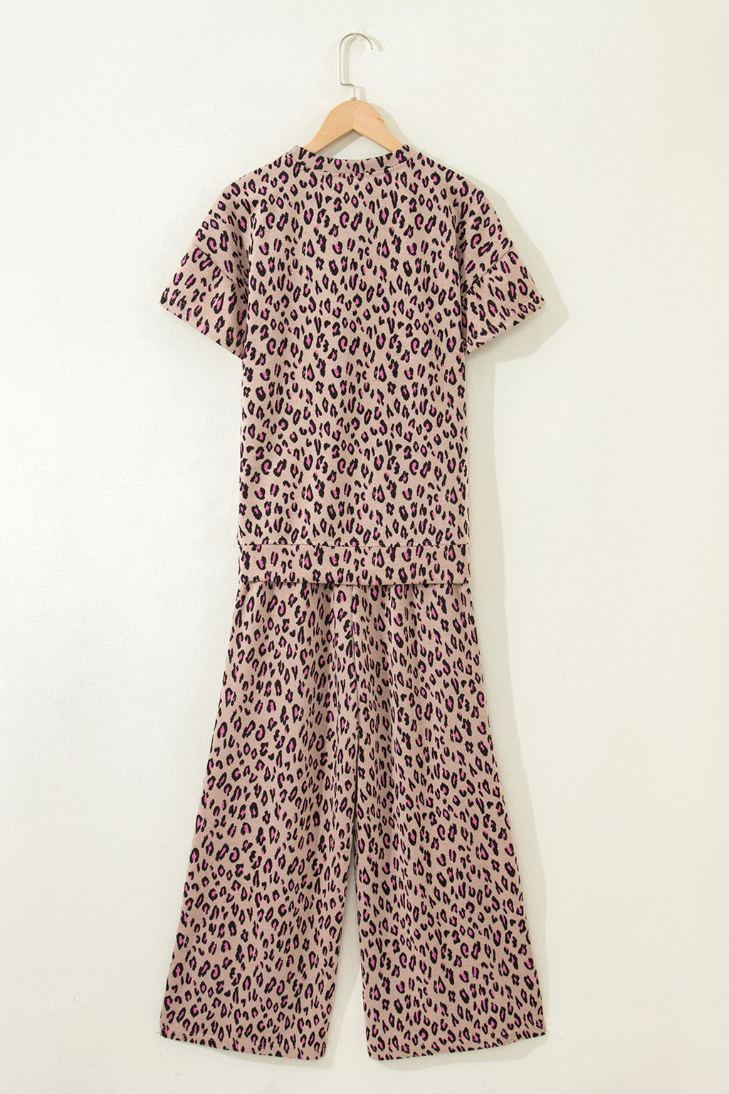 Pink Leopard Print Casual Tee & Pants Co-ord Set | UK 8–22