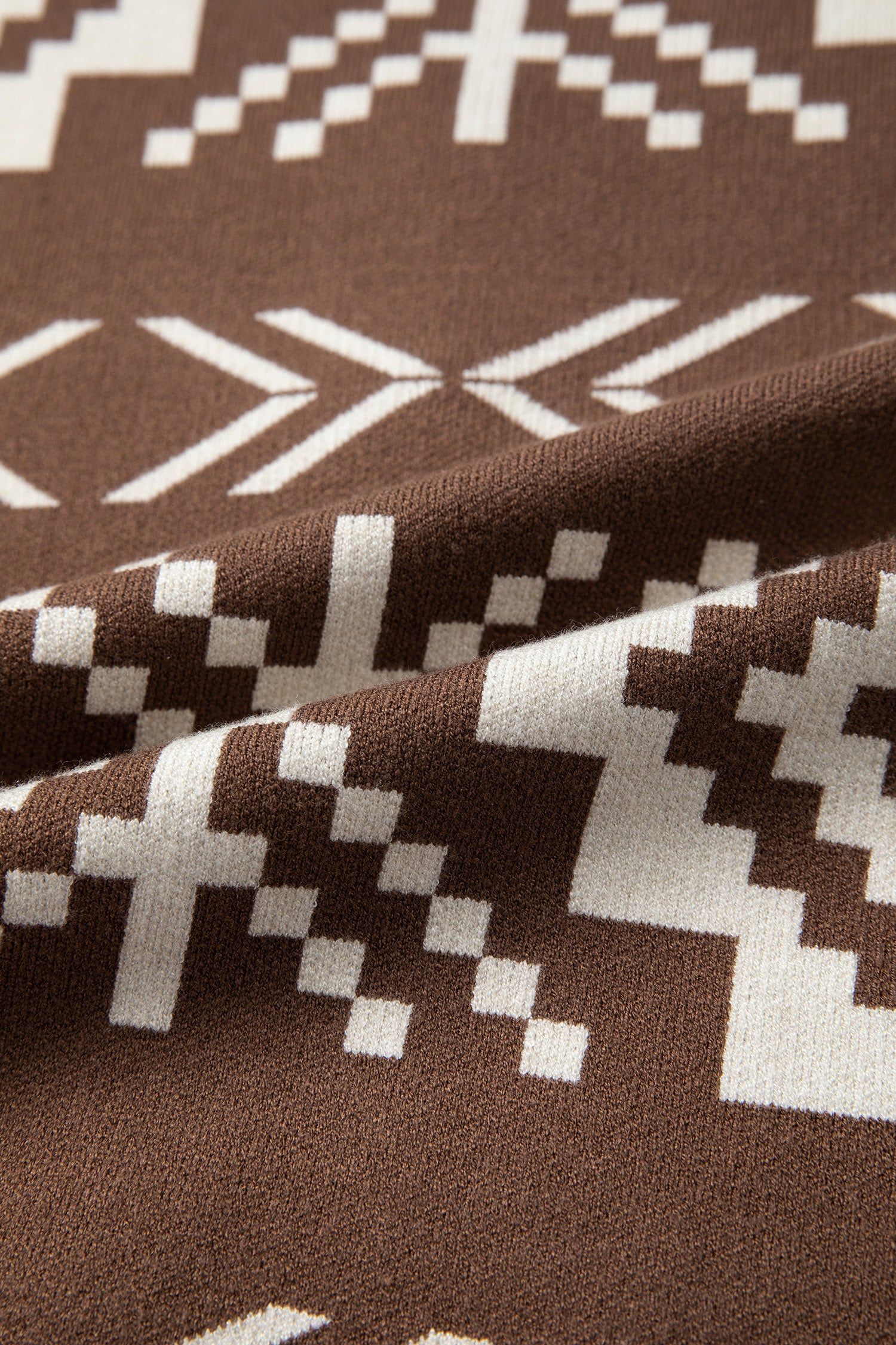 Brown Aztec Print Sleeveless Sweater Vest Round Neck S-XL