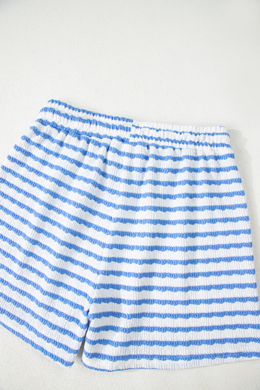 Women's Stripe Knitted Short Sleeve Top & Drawstring Shorts Co-ord S-3XL at LivelyLooks