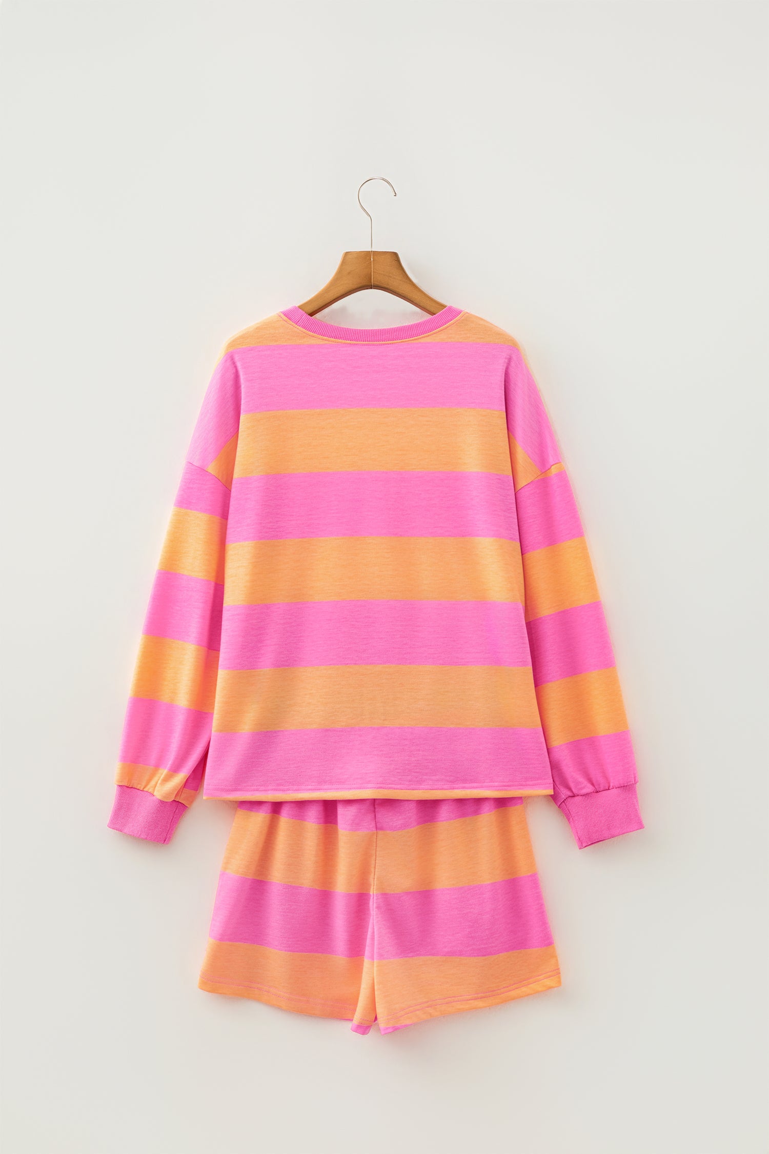 Pink Stripe Long Sleeve Top & Drawstring Shorts Set | UK 8–18