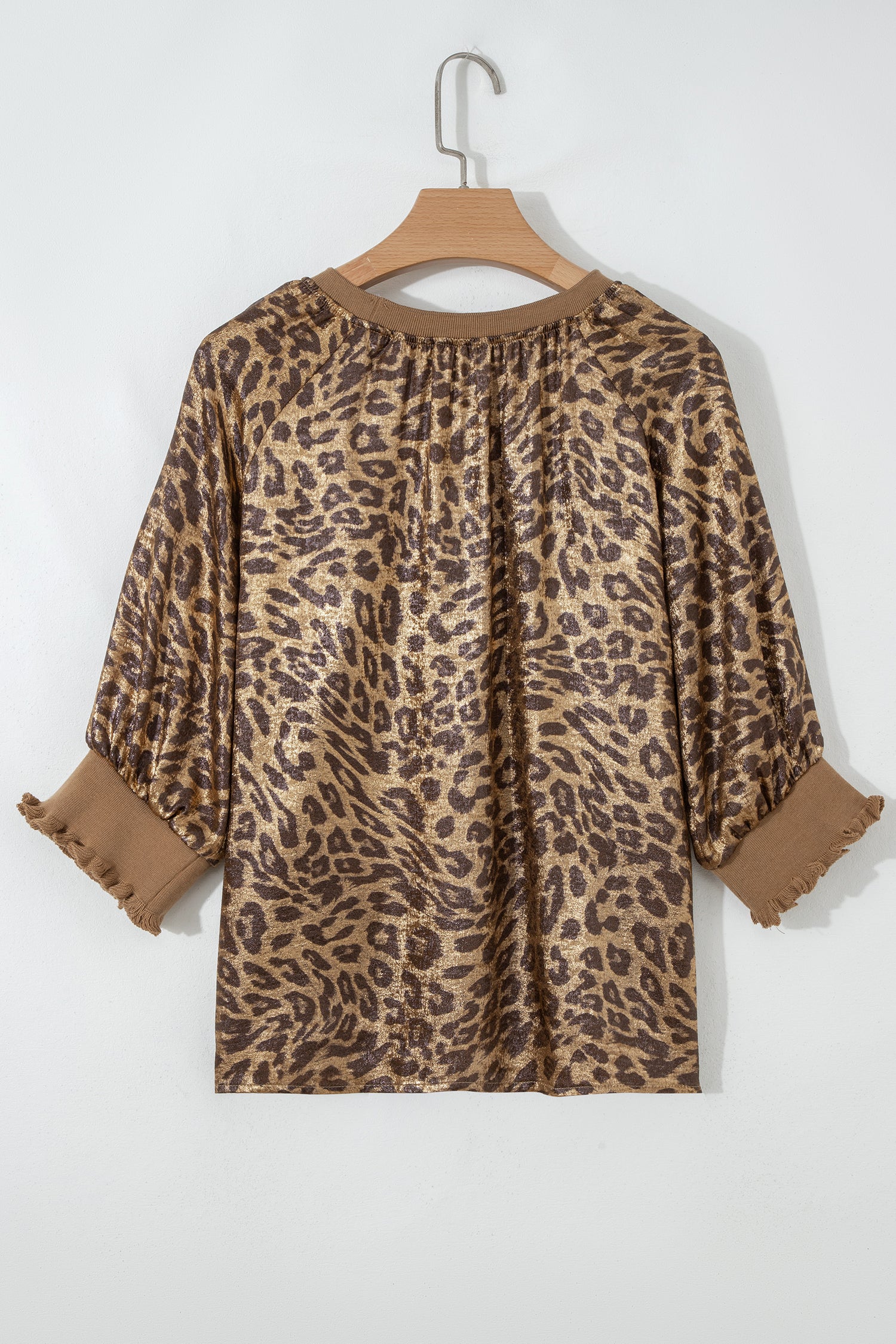 Gold Half Sleeve Metallic Leopard Print Blouse | UK 12–20