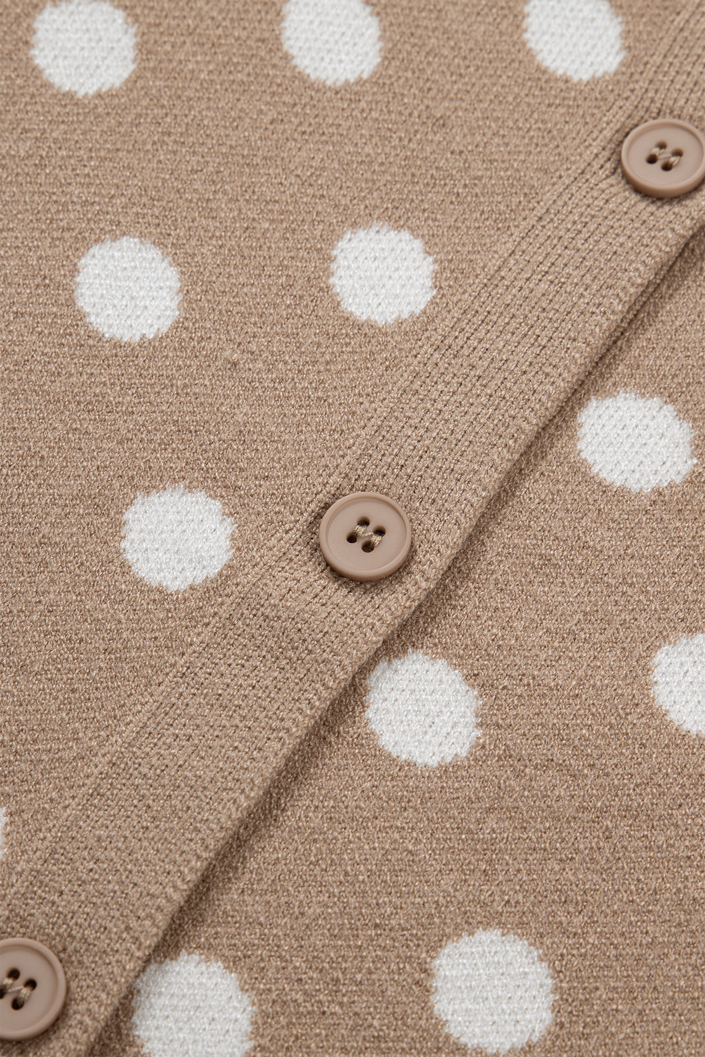 Women's Dark Khaki Polka Dot Short Sleeve Button Down Cardigan at LivelyLooks