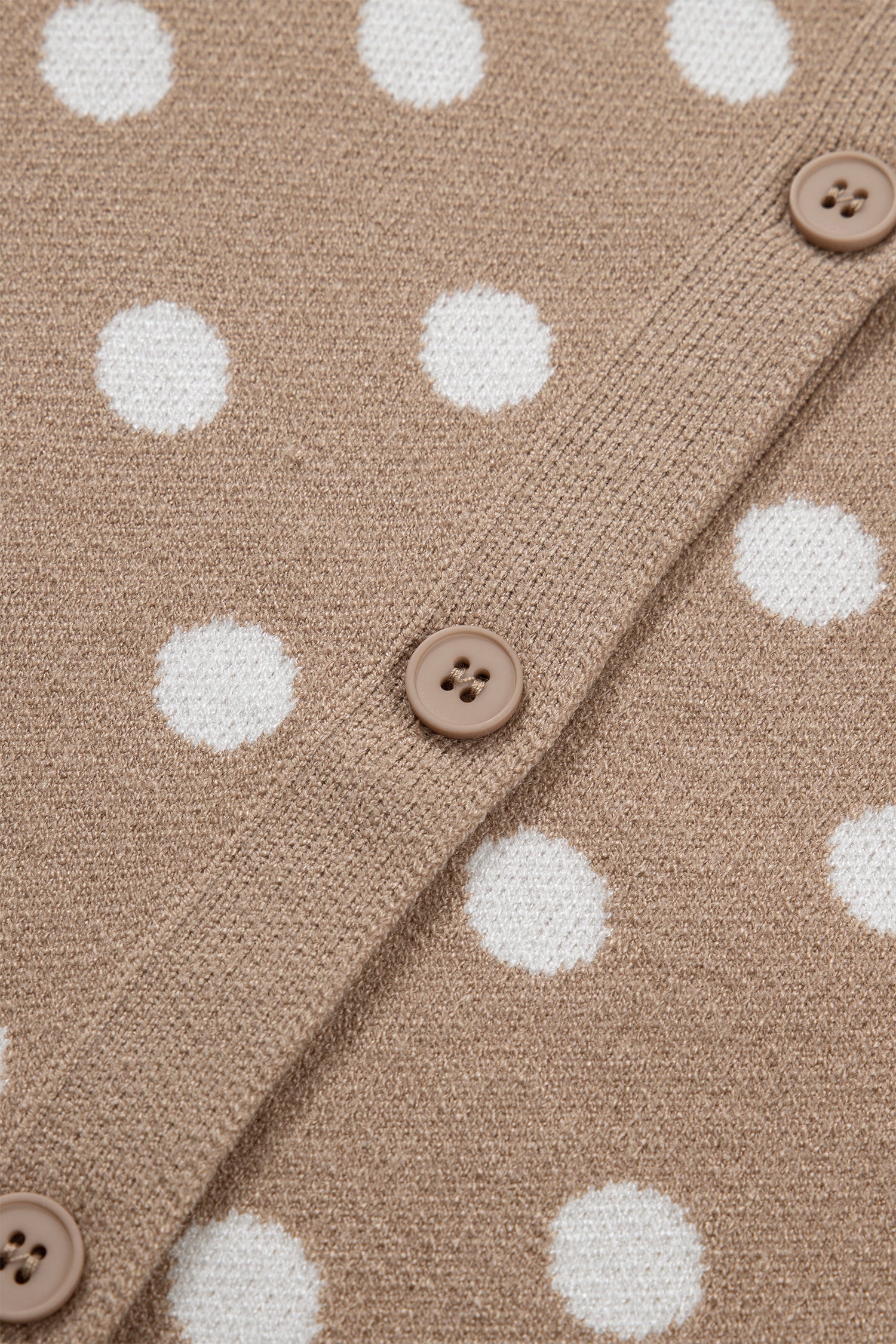 Women's Dark Khaki Polka Dot Short Sleeve Button Down Cardigan at LivelyLooks