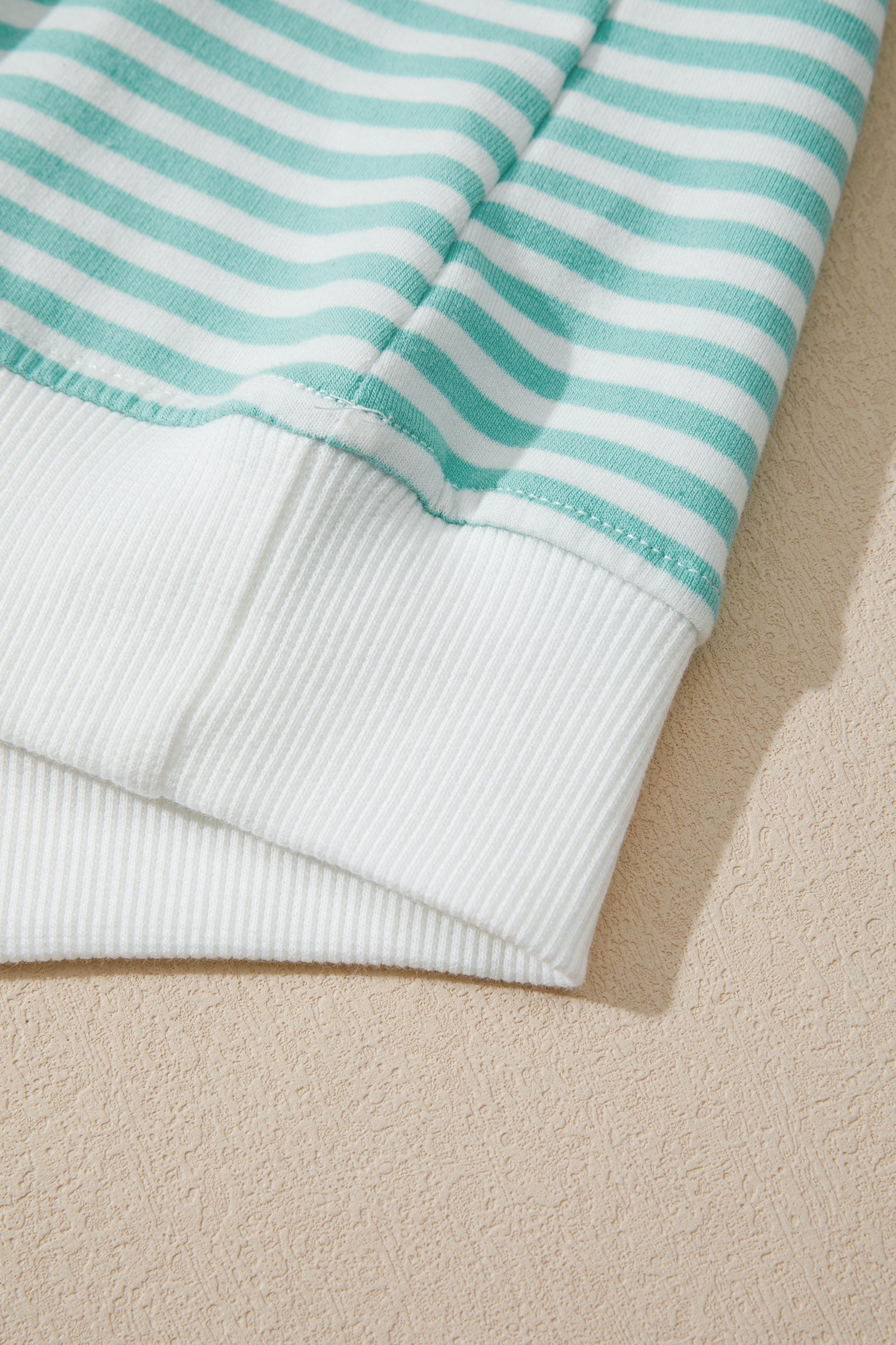 Striped Cuffed Sleeve Mock Neck Tee & Shorts Co-ord | Sky Blue, Pink & Green