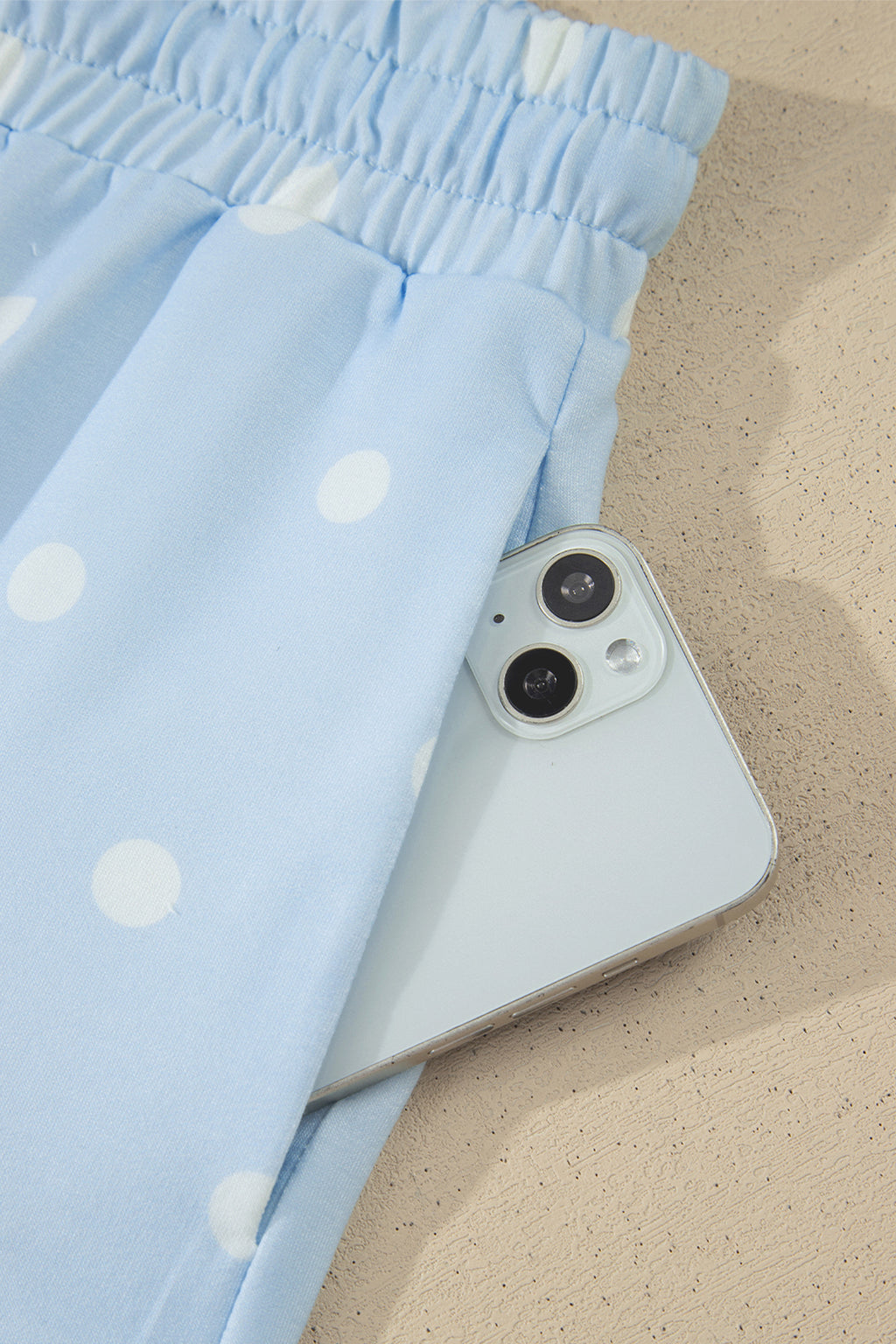 LivelyLooks White Polka Dot Exposed Seam Loose Tee & Drawstring Shorts Set S-XL women's fashion