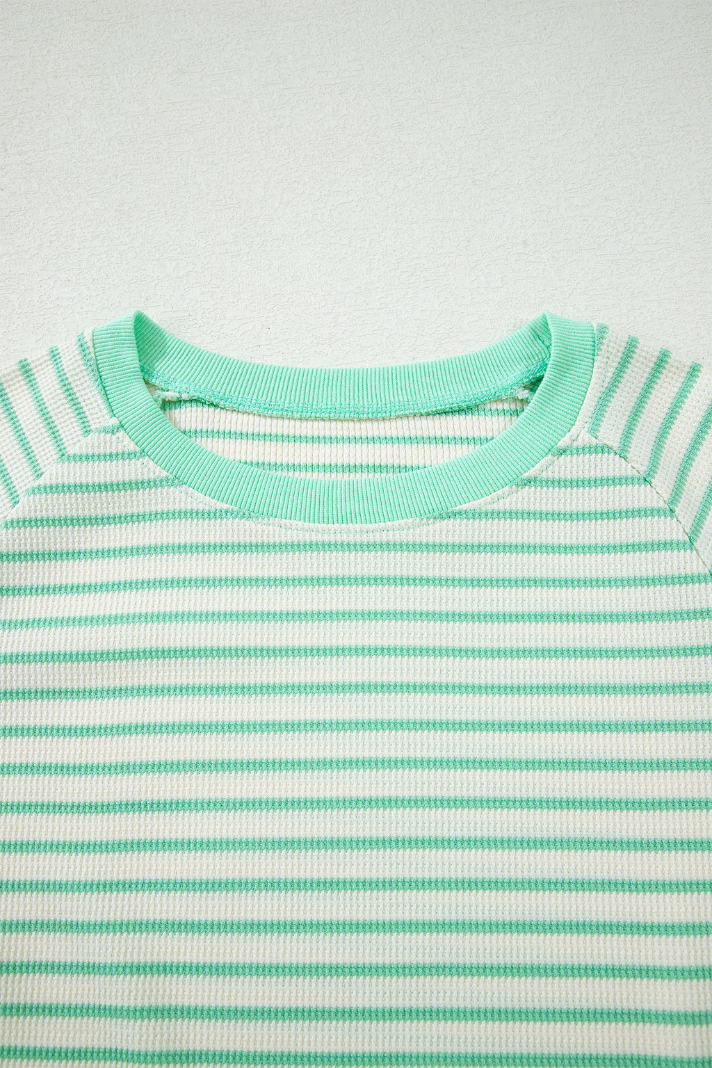 Women's Women's Stripe Colourblock Trim Round Neck Short Sleeve Tee Top Green at LivelyLooks
