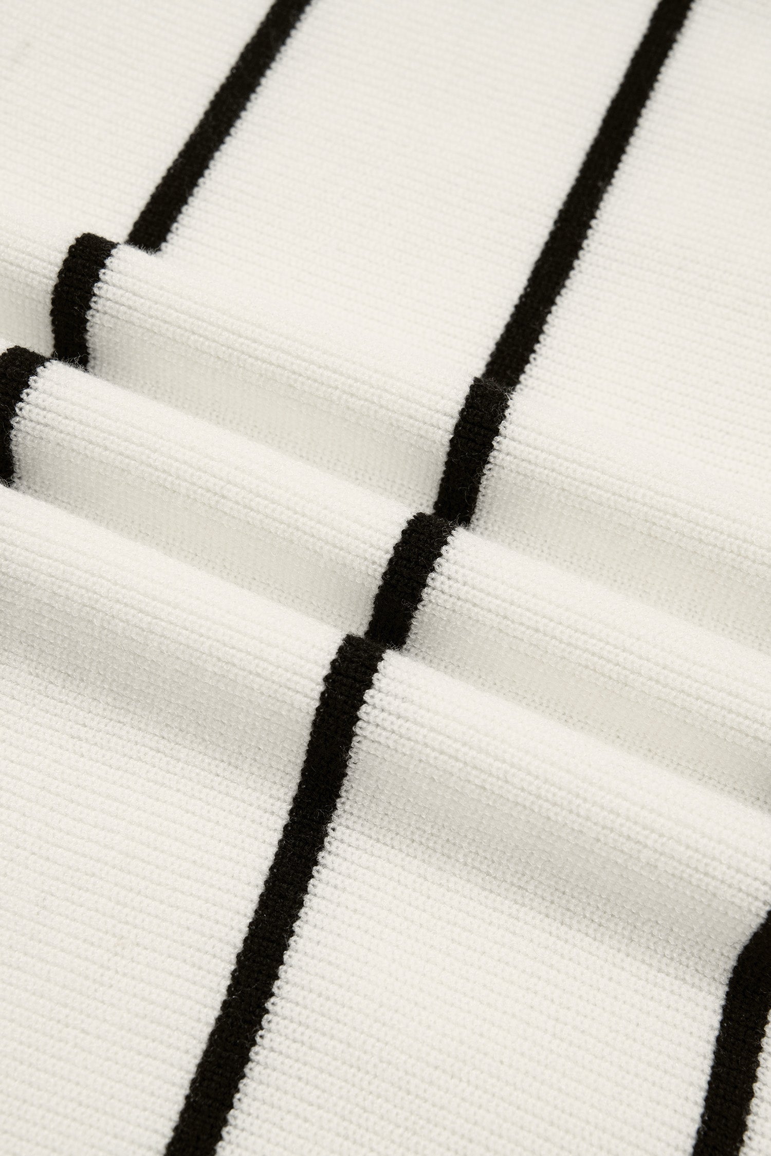 White Stripe Ribbed Knit Half Sleeve Loose Sweater Tee | Sizes S–XL