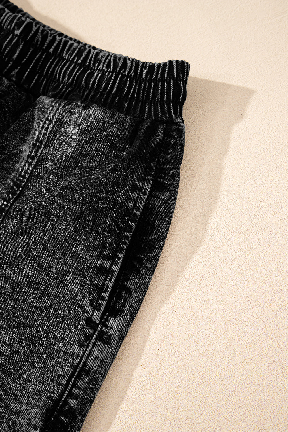 LivelyLooks Black Drawstring Elastic Waist Pocketed Denim Skort UK 4-16 women's fashion