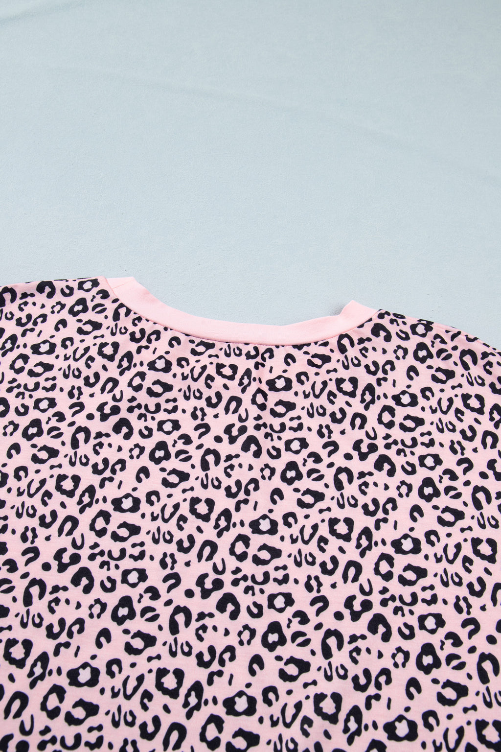 Women's Pink Leopard Striped Contrast Patchwork Plus Size Tee at LivelyLooks