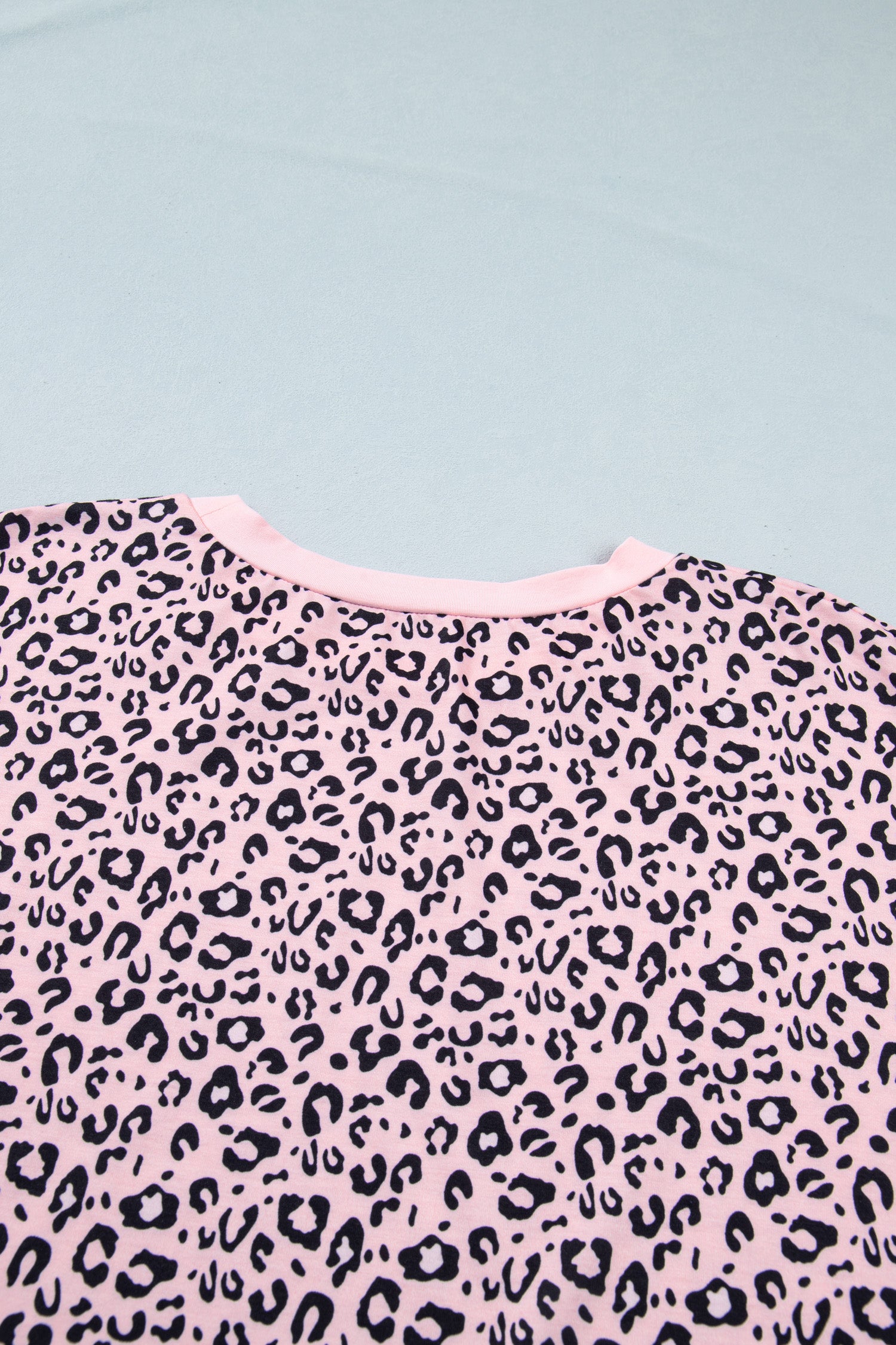 Women's Pink Leopard Striped Contrast Patchwork Plus Size Tee at LivelyLooks