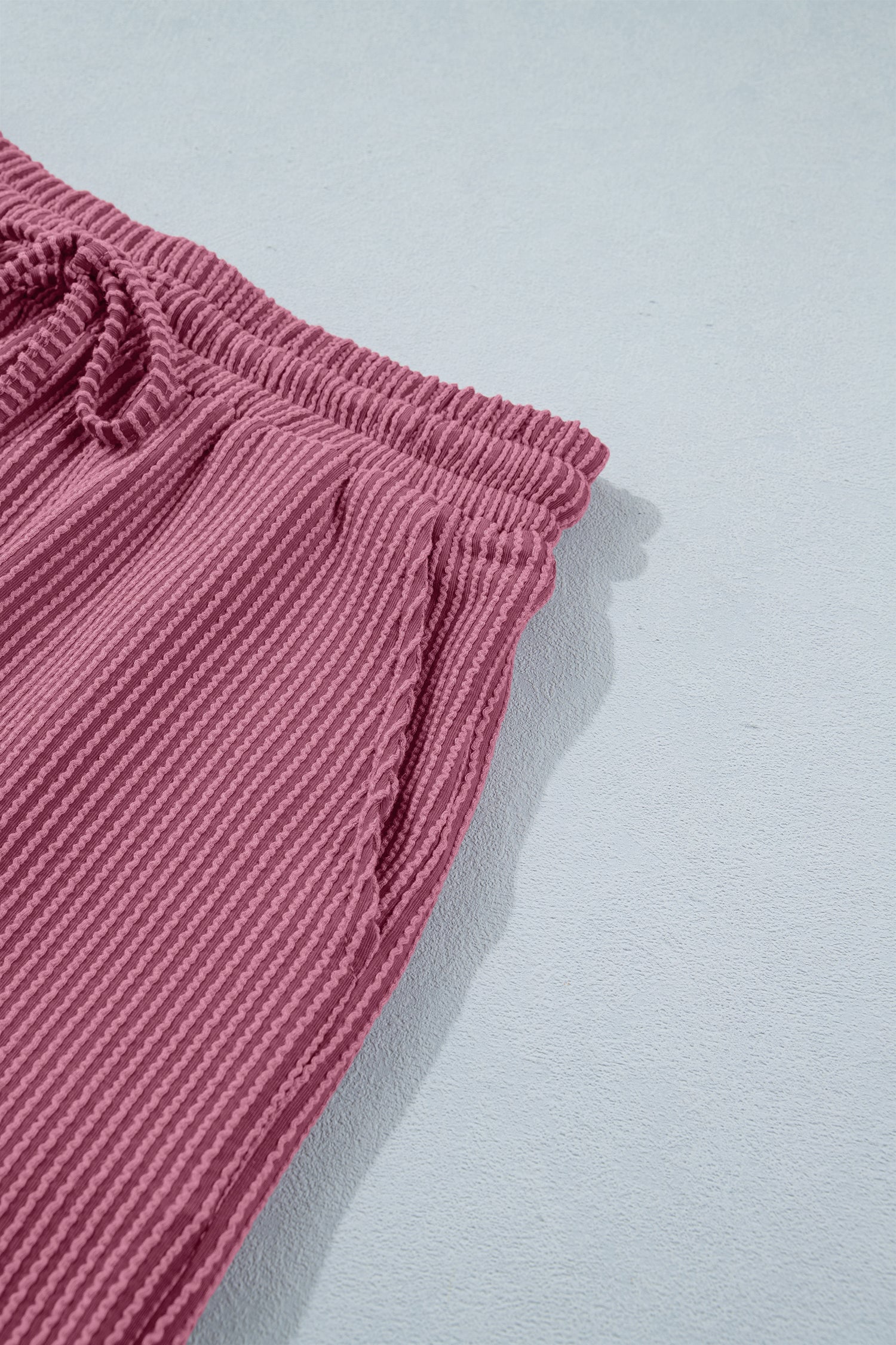 Women's Ribbed Loose Tee & Drawstring Shorts Co-ord Set Two Piece Summer Loungewear at LivelyLooks