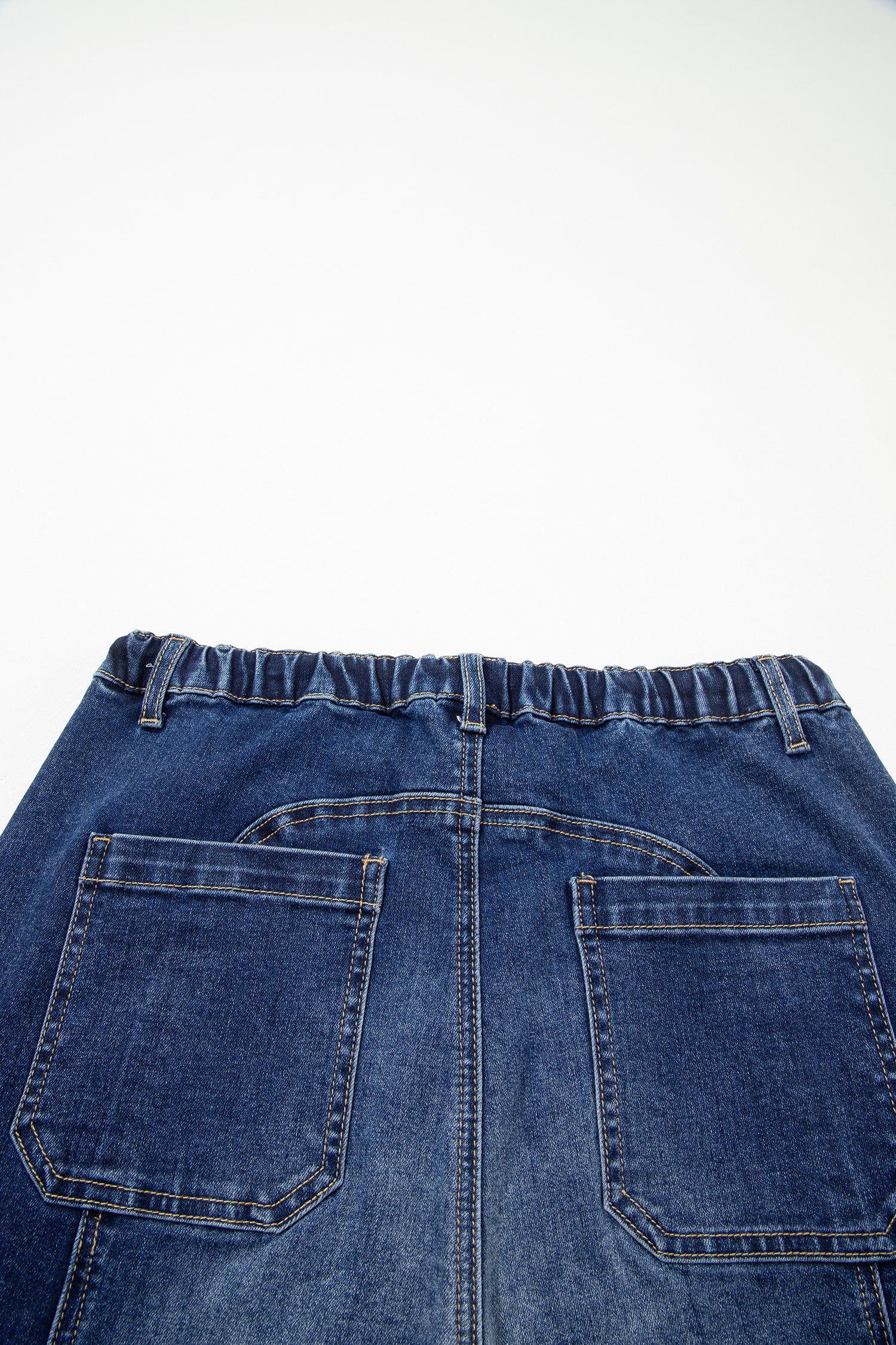 Shop Drawstring Seam Detail Raw Hem Wide Leg Denim Jeans UK 8-22 at LivelyLooks