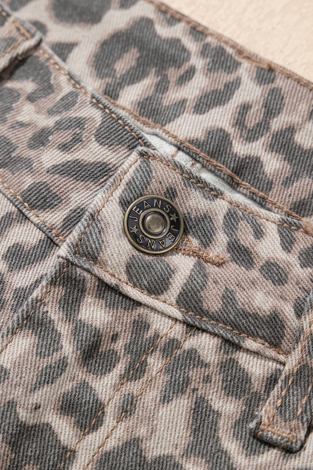 Leopard Print Wide Leg High Waist Jeans | Brown, Grey, Blue & Pink