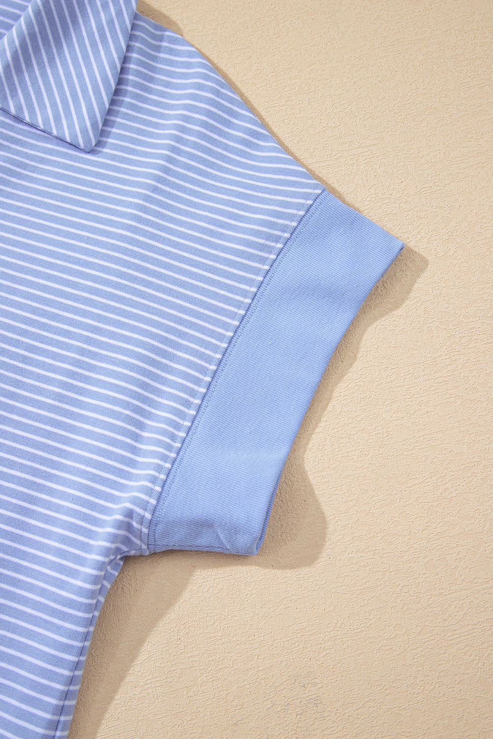 Shop Stripe Dolman Sleeve Polo Shirt and Drawstring Shorts Set Two Piece Co-ord at LivelyLooks