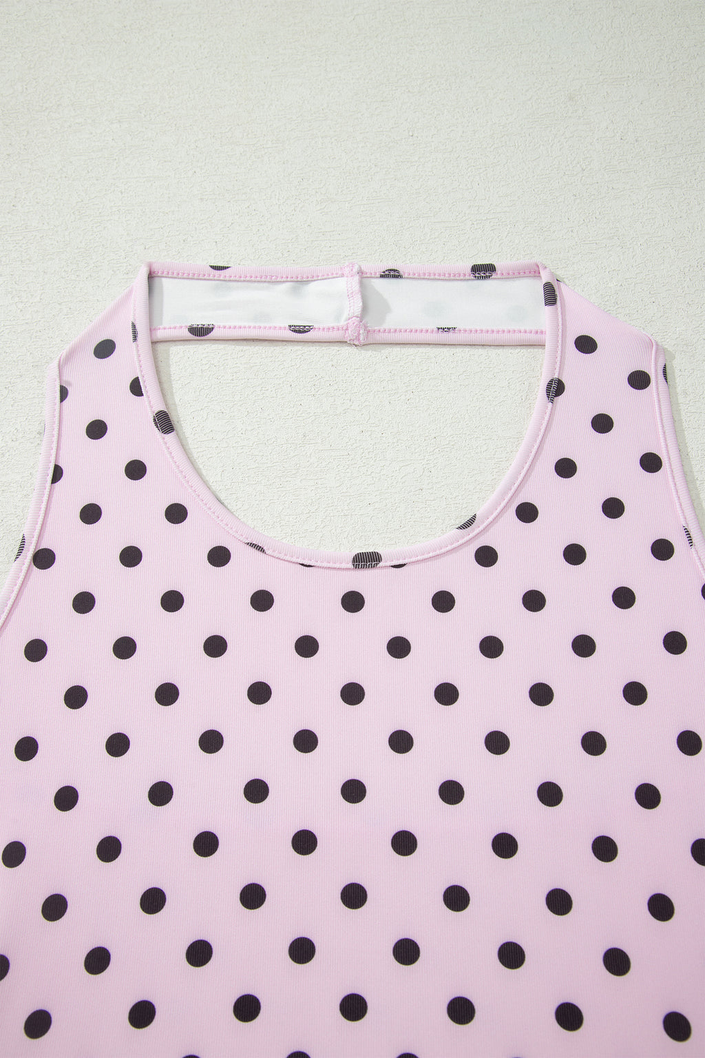 Polka Dot Halter Co-ord Short Set Drawstring Elastic Waist | Brown & Pink