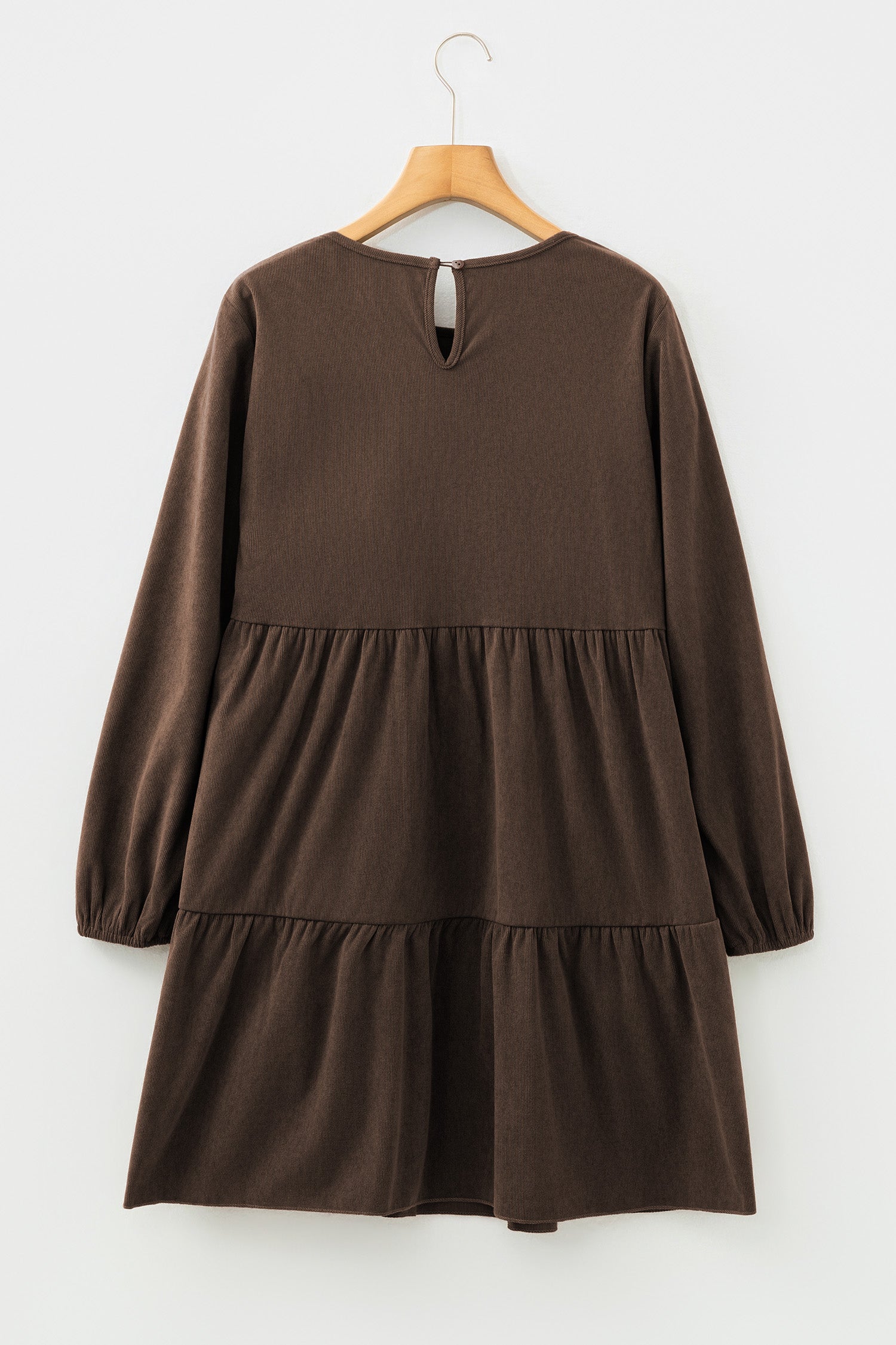Lantern Sleeve Tiered Mini Dress | Black, Dark Brown & Mist Green | UK 8–22
