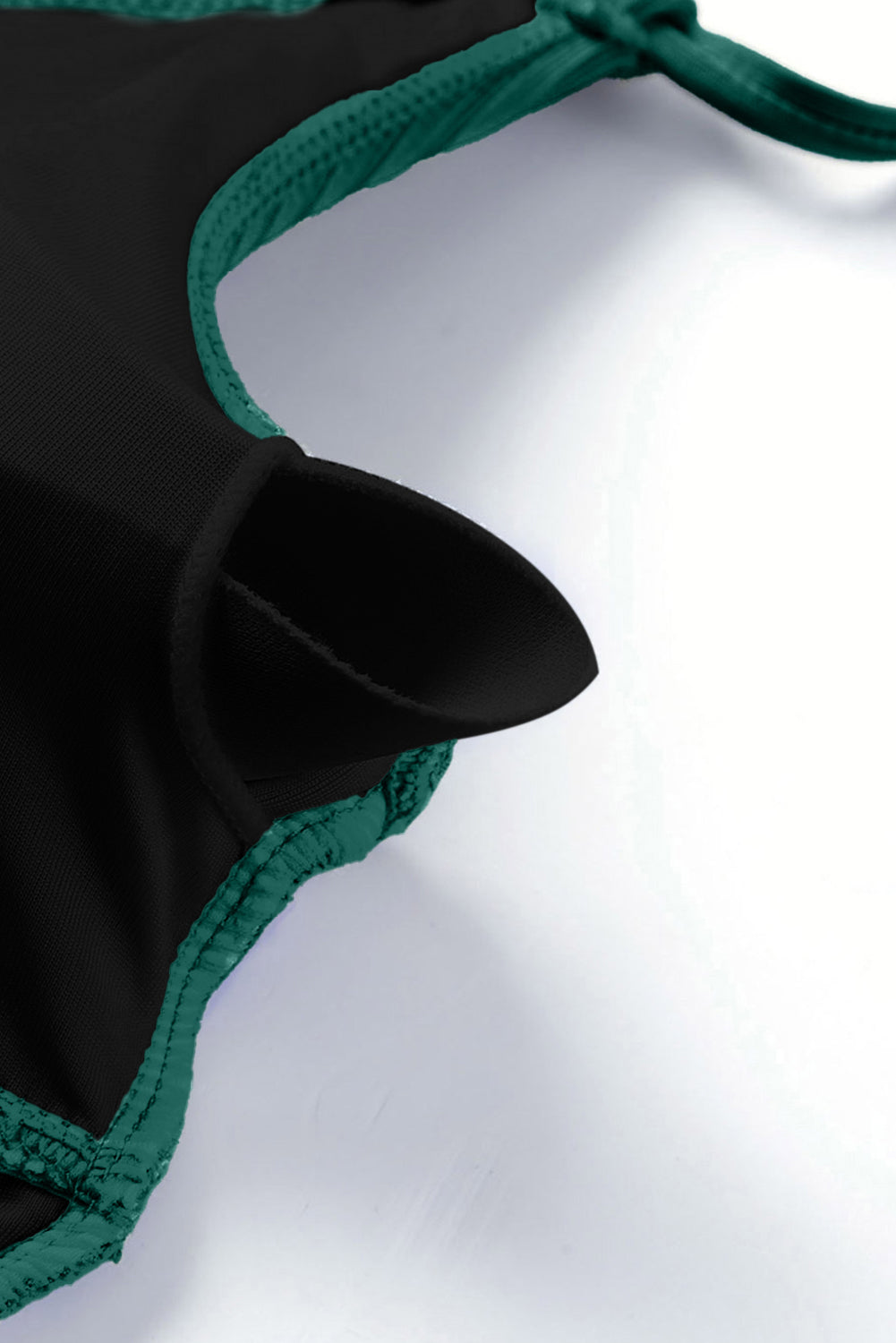 LivelyLooks Ribbed Knit One Piece Swimsuit Adjustable Straps V-Neck Black Green women's fashion