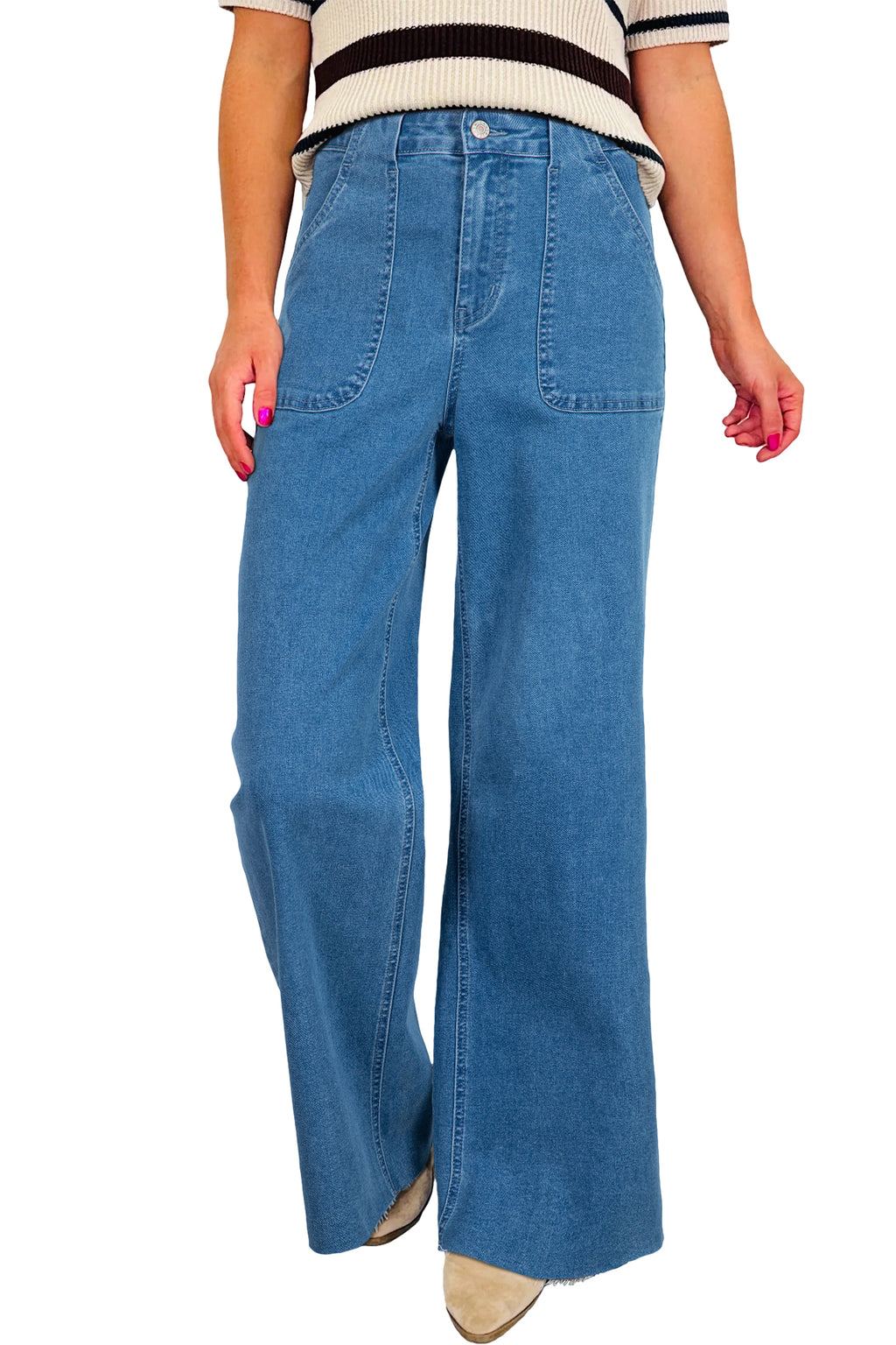 Women's Women's Retro Washed Loose Jeans Patch Pocket 2 Colours Sizes 4-16 at LivelyLooks