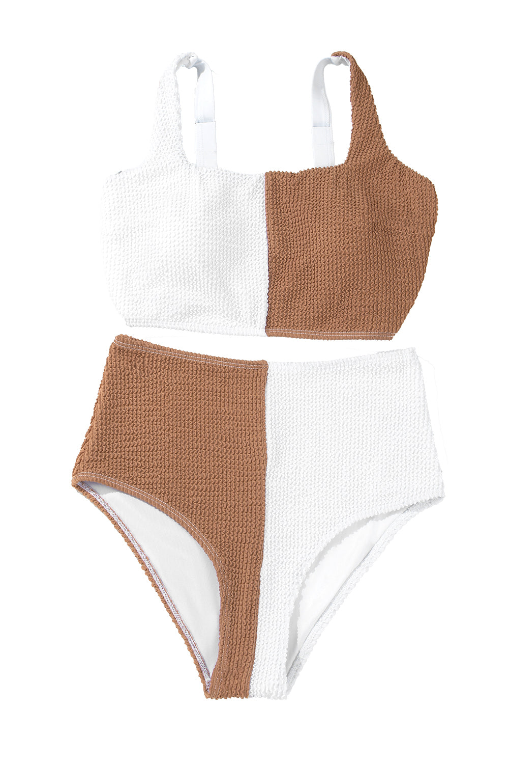 LivelyLooks Corded Colour Block Square Neck High Waist Bikini Set S-2XL women's fashion