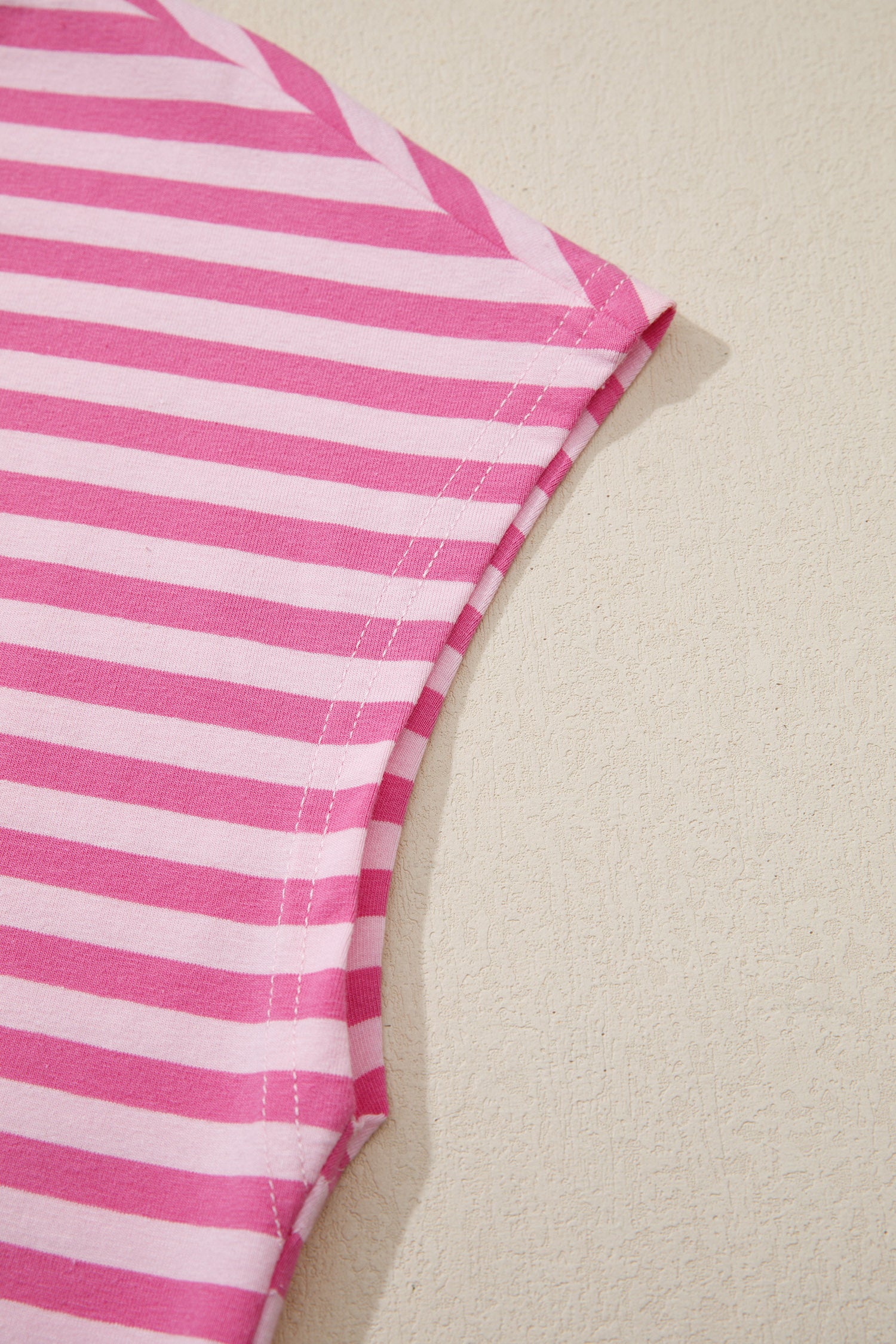 Pink Stripe Cap Sleeve Tee & Elastic Waist Shorts 2pcs Co-ord Outfit