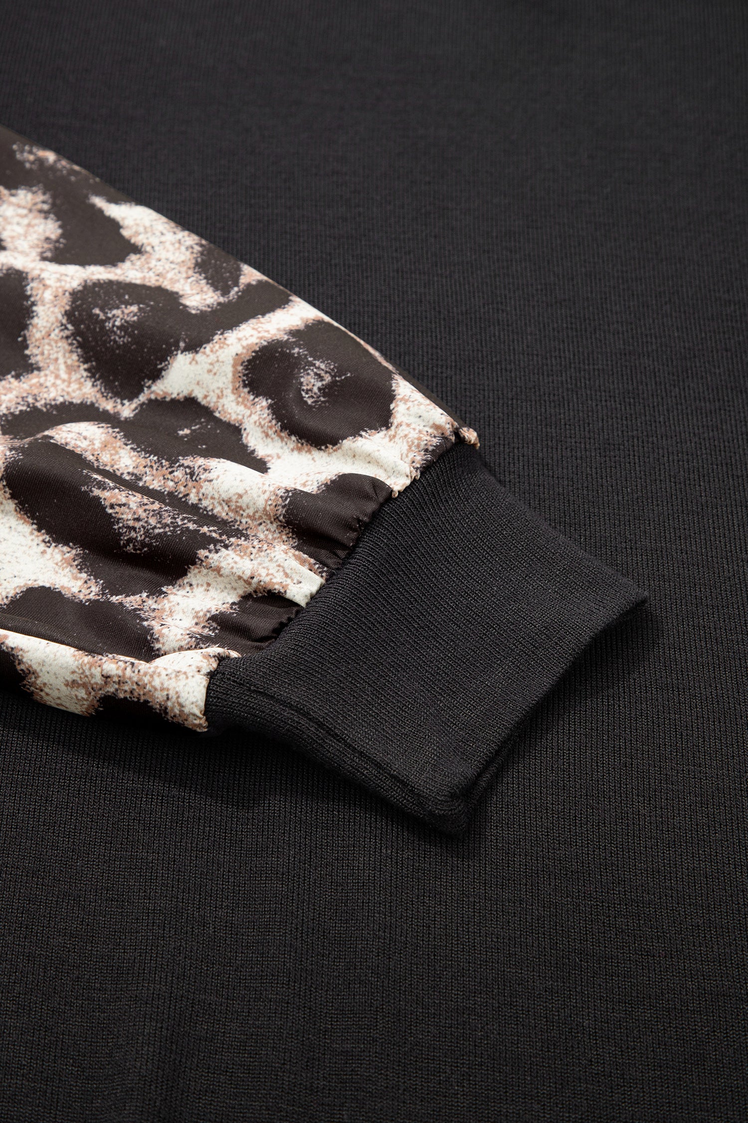 Women's Khaki & Apricot Leopard Patchwork Puff Sleeve Top S-XL at LivelyLooks